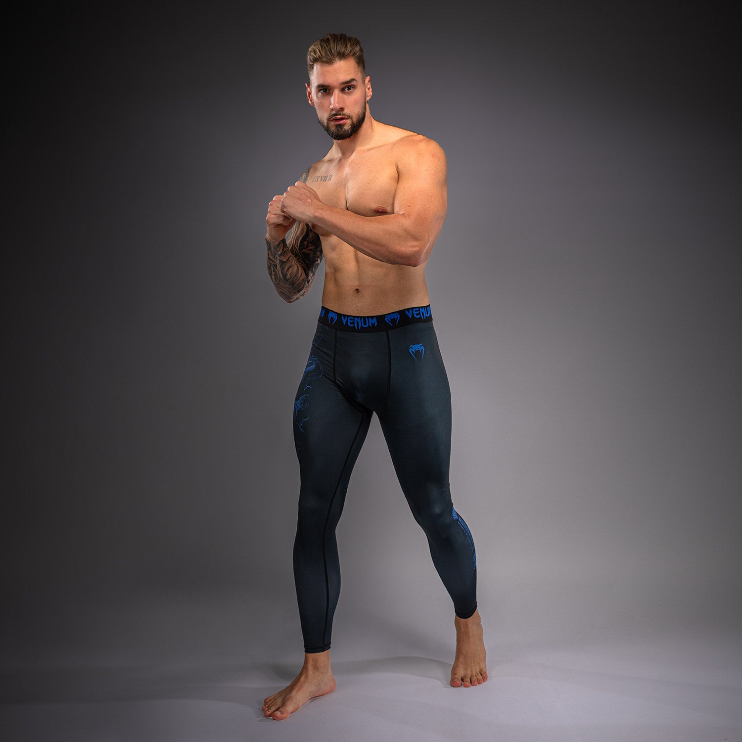 Pantalon de compression Venum Thunder Dragon – Noir/Bleu Royal - product-type_Pantalons de Compression