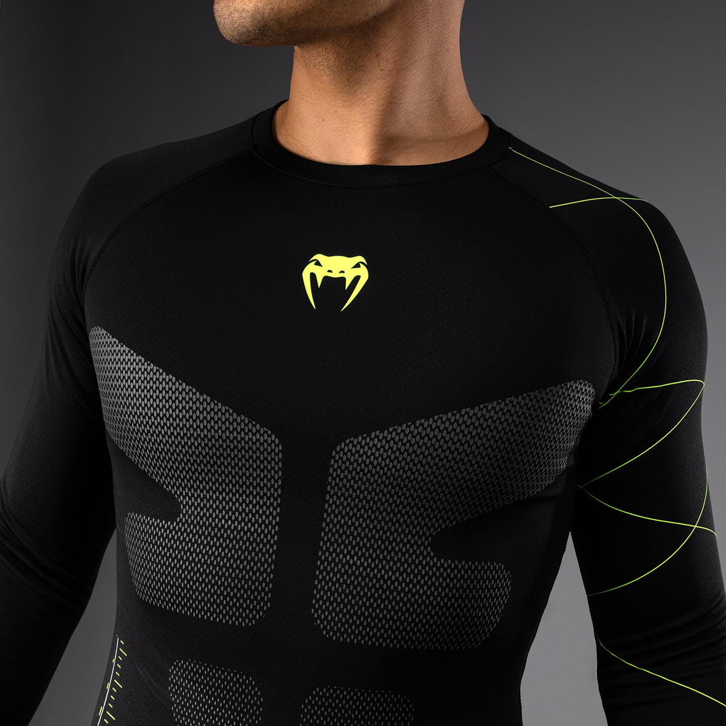 Rashguard Manches Longues Venum Training Camp 4.0 - Noir/Vert fluo - product-type_T-Shirts de Compression