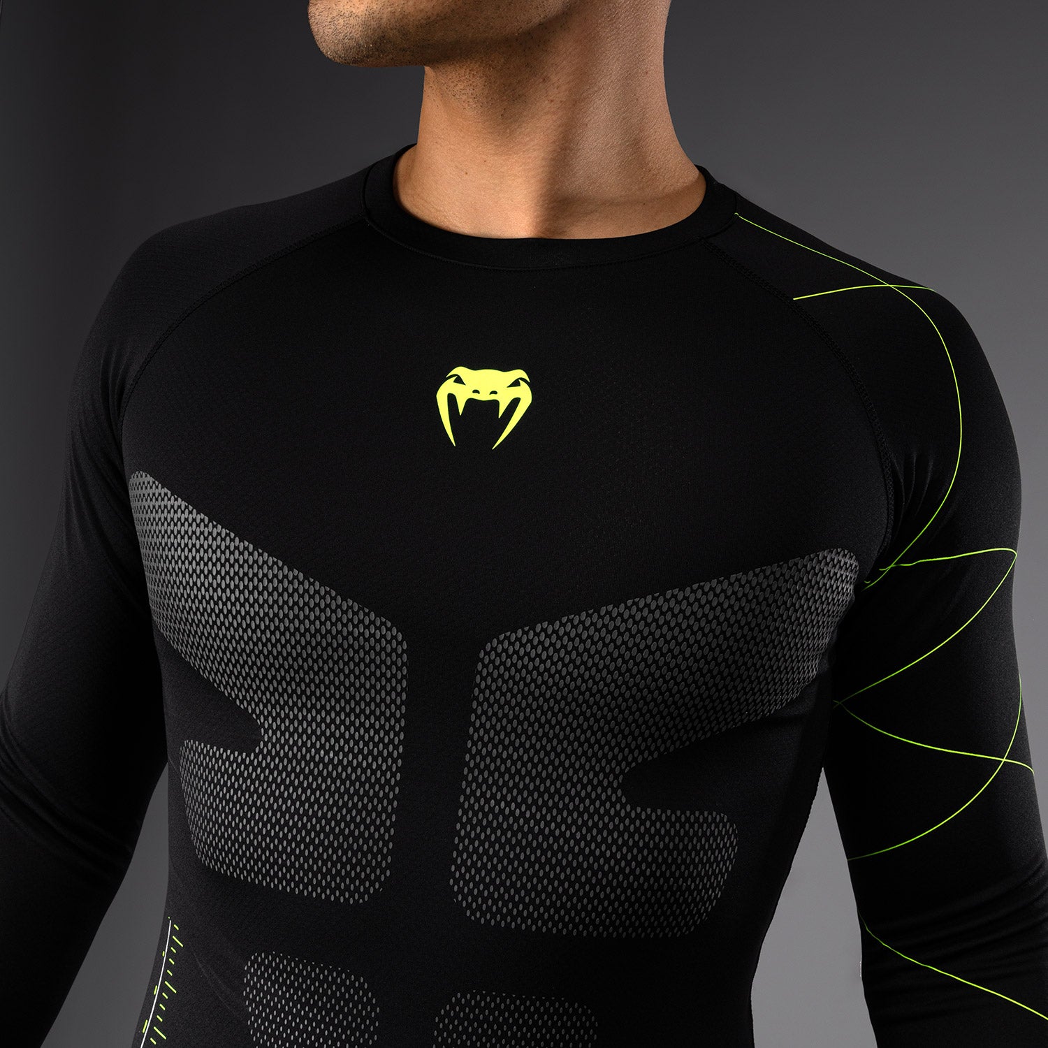 Rashguard Manches Longues Venum Training Camp 4.0 - Noir/Vert fluo - product-type_T-Shirts de Compression