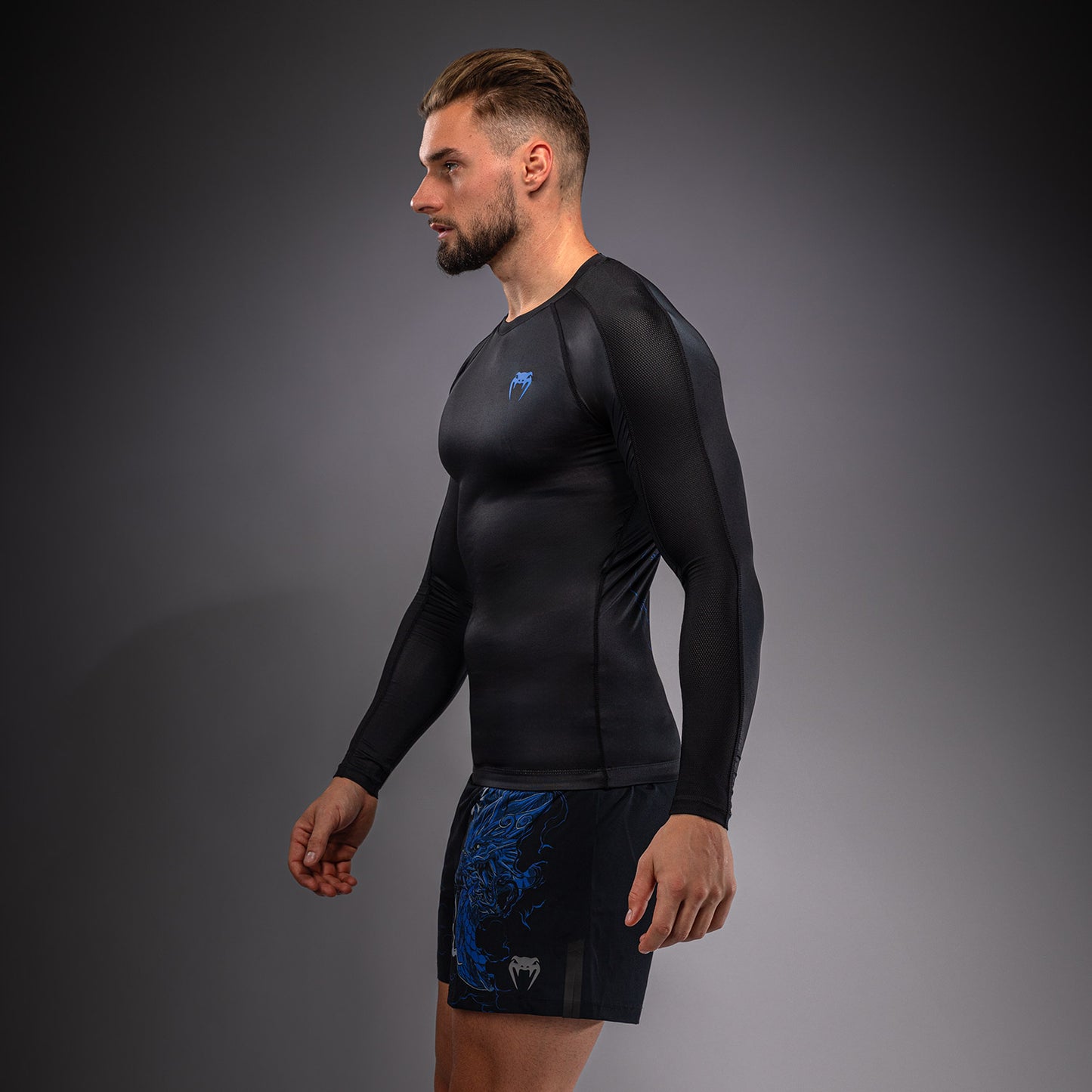 Rashguard à Manches Longues Venum Thunder Dragon – Noir/Bleu Royal - product-type_T-Shirts de Compression