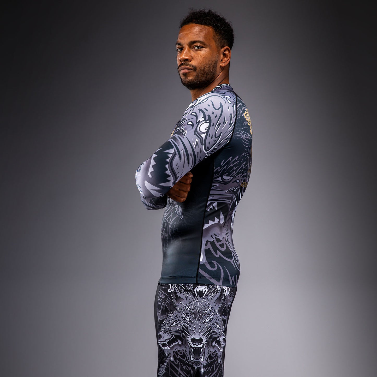 Rashguard à Manches Longues Venum Wolf Atak – Noir/Gris - product-type_T-Shirts de Compression