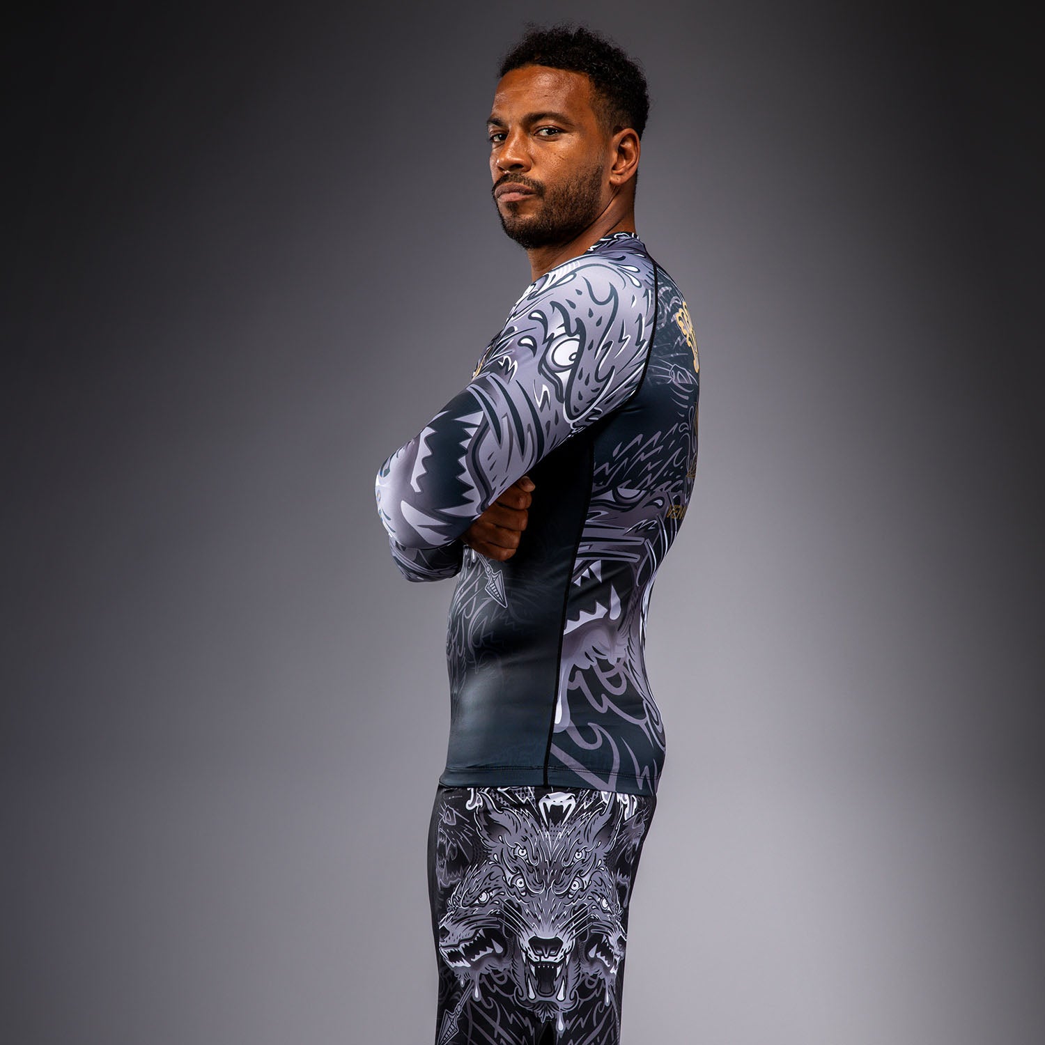Rashguard à Manches Longues Venum Wolf Atak – Noir/Gris - product-type_T-Shirts de Compression