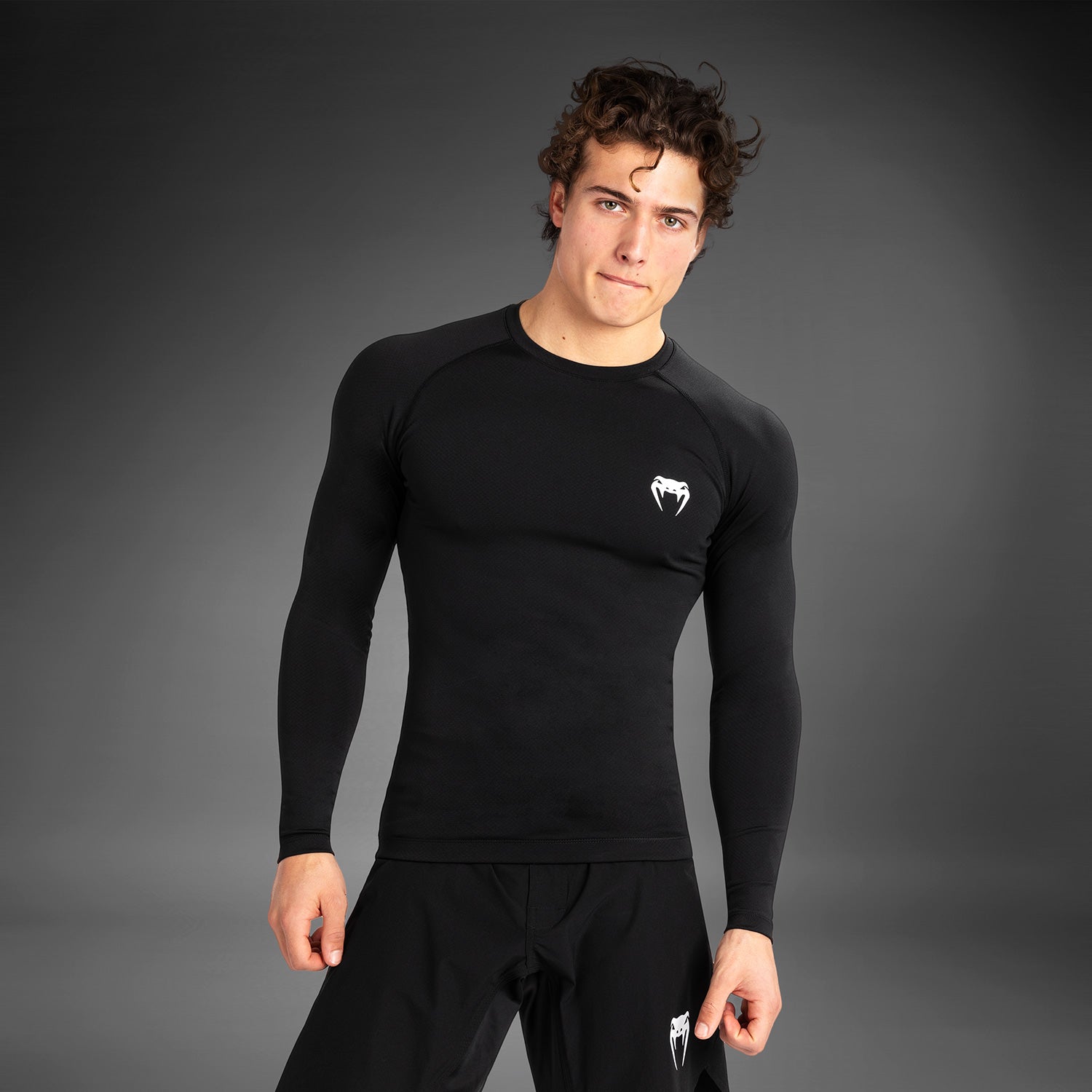 Rashguard à manches longues pour hommes Venum Contender - Noir/Blanc - product-type_T-Shirts de Compression