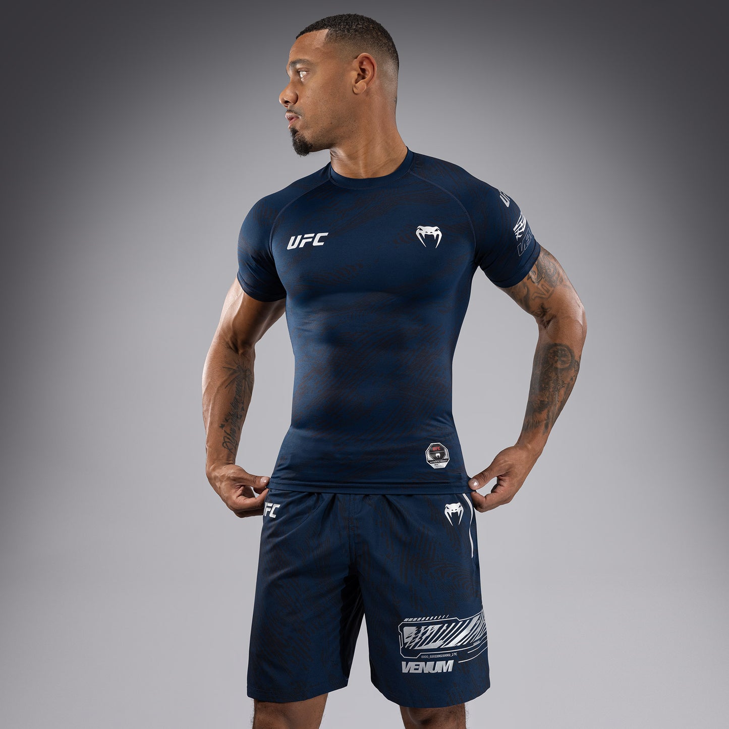 Rashguard Performance à Manches Courtes pour Hommes UFC Fusion by Venum Fight Week - Bleu Océanique - product-type_T-Shirts de Compression