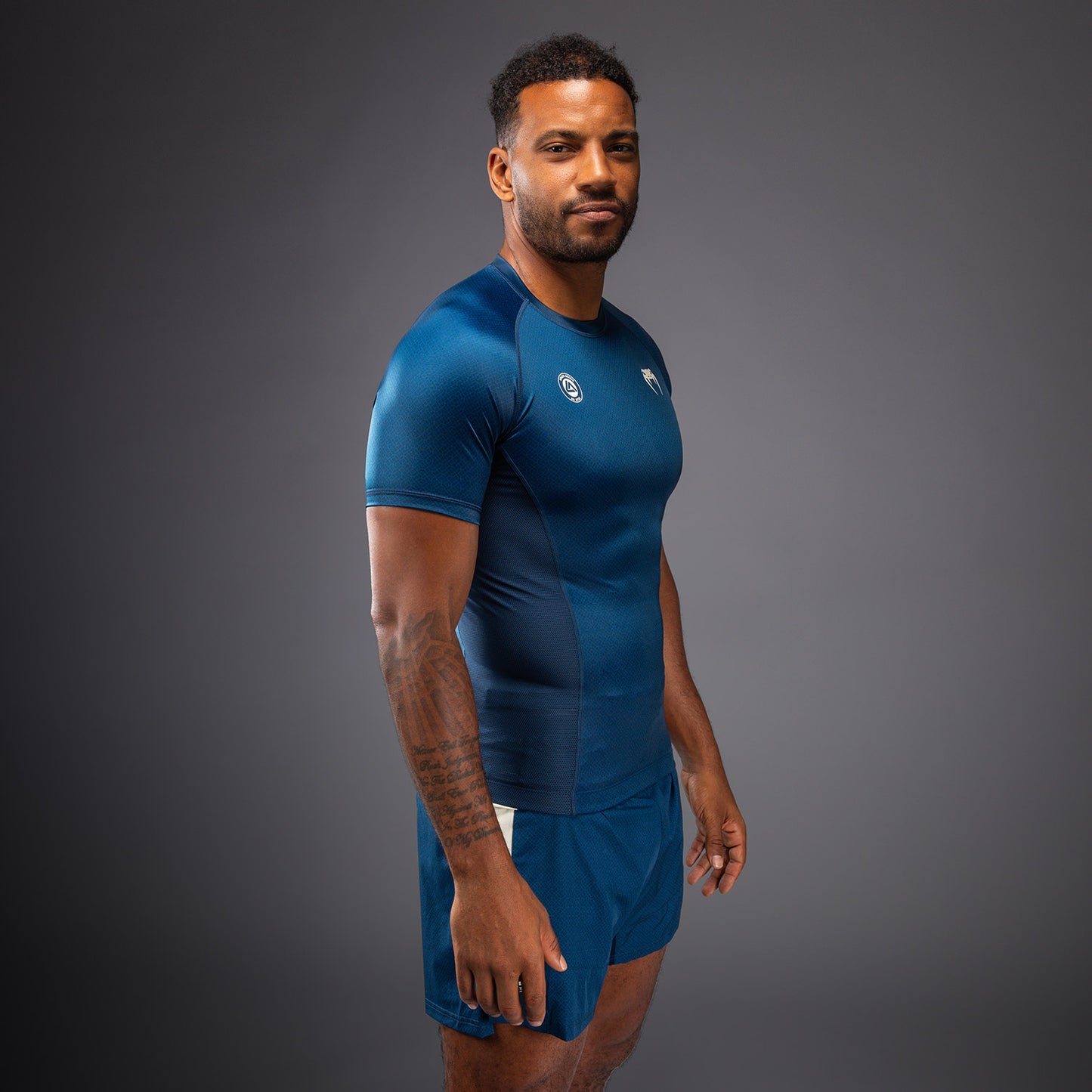 Rashguard à Manches Courtes Venum x Roger Gracie Academy - Bleu - product-type_T-Shirts de Compression