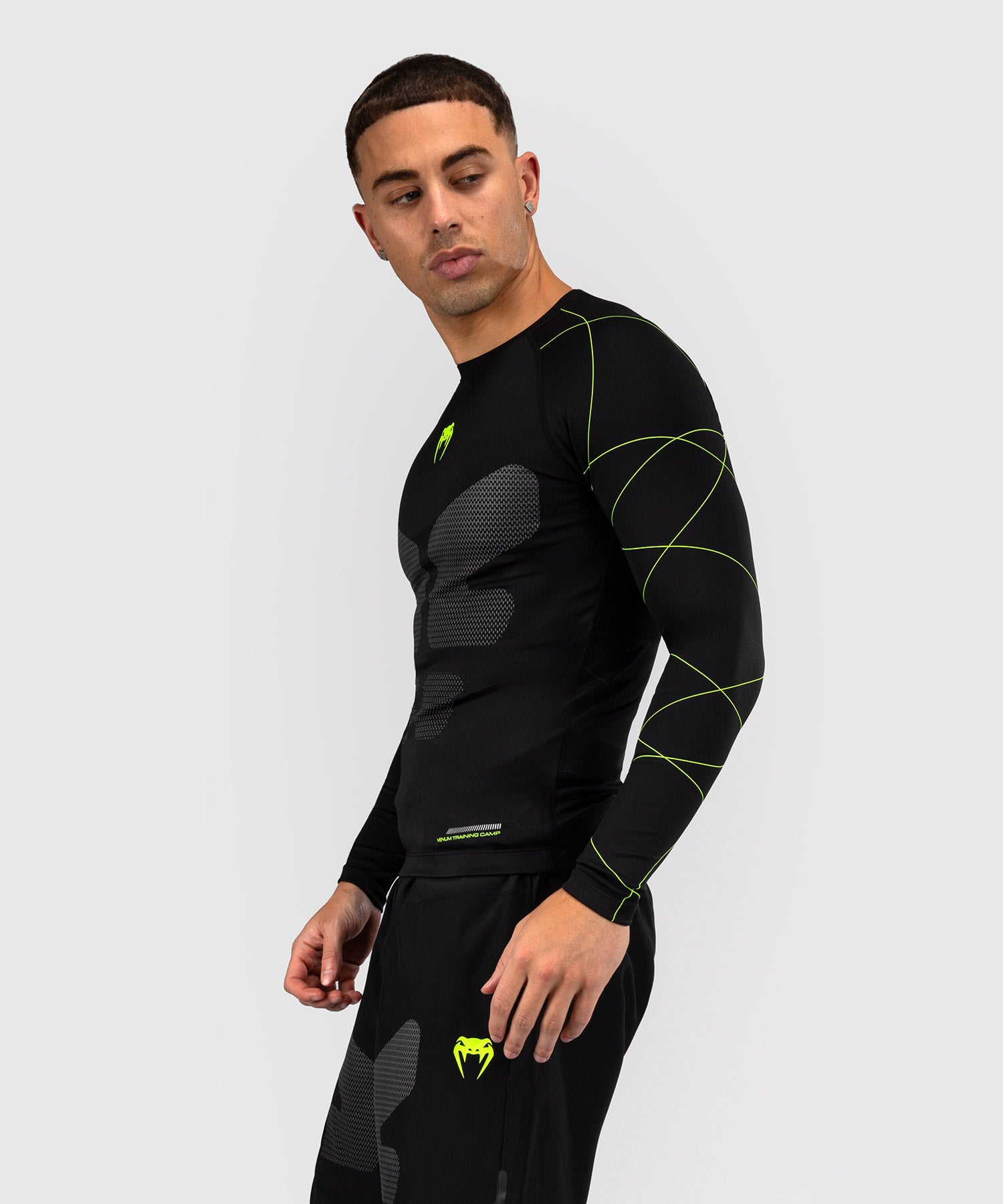 Rashguard Manches Longues Venum Training Camp 4.0 - Noir/Vert fluo - product-type_T-Shirts de Compression
