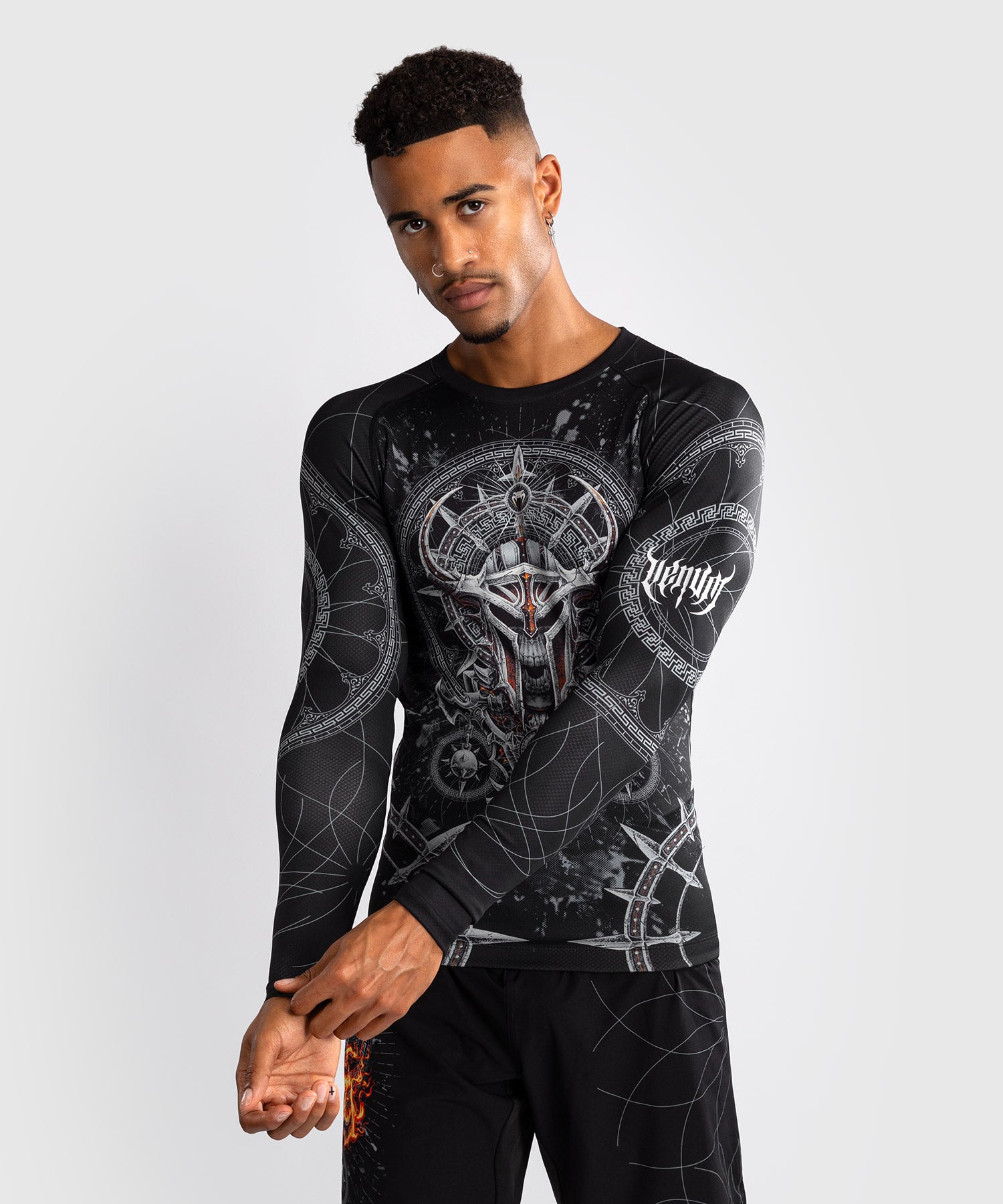 Rashguard à Manches Longues pour Hommes Venum Gladiator 5.0 - Noir/Argent - product-type_T-Shirts de Compression