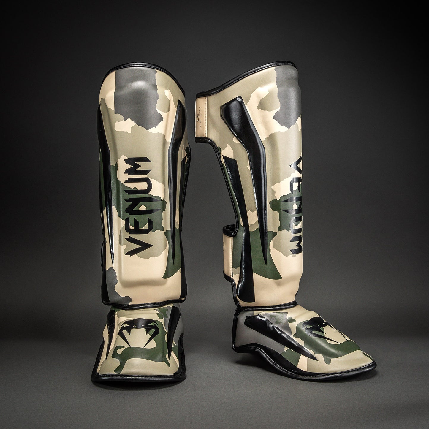 Protège-tibias Venum Elite Camo - Kaki/Blanc Cassé