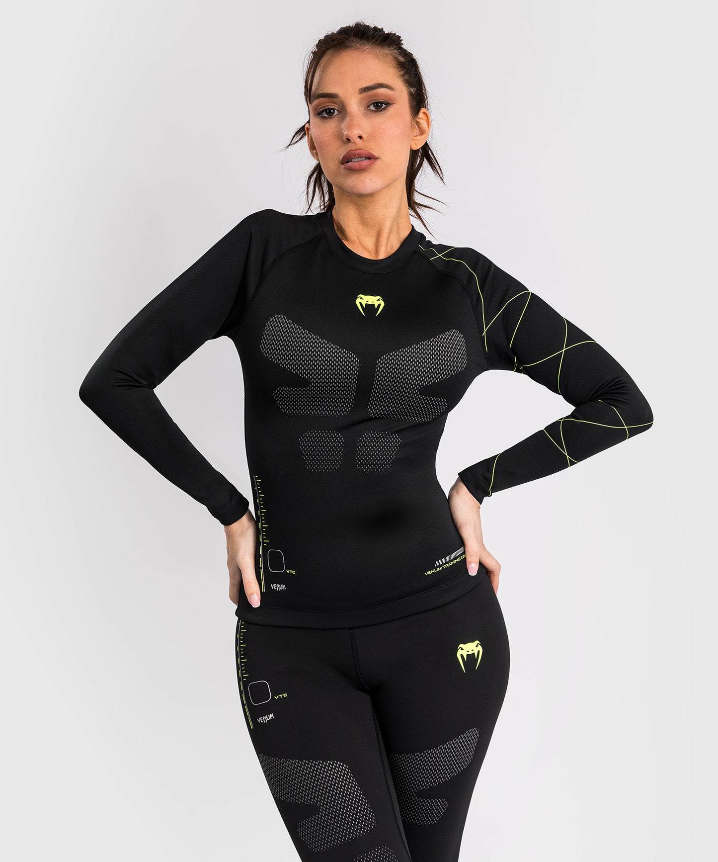 Rashguard Manches Longues Venum Training Camp 4.0 - Noir/Vert Fluo - product-type_T-Shirts de Compression