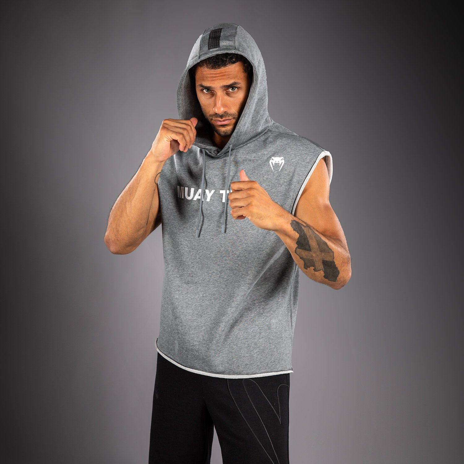 Sweat à Capuche Sans Manches Venum Muay Thai VT – Gris Chiné - product-type_Sweatshirts