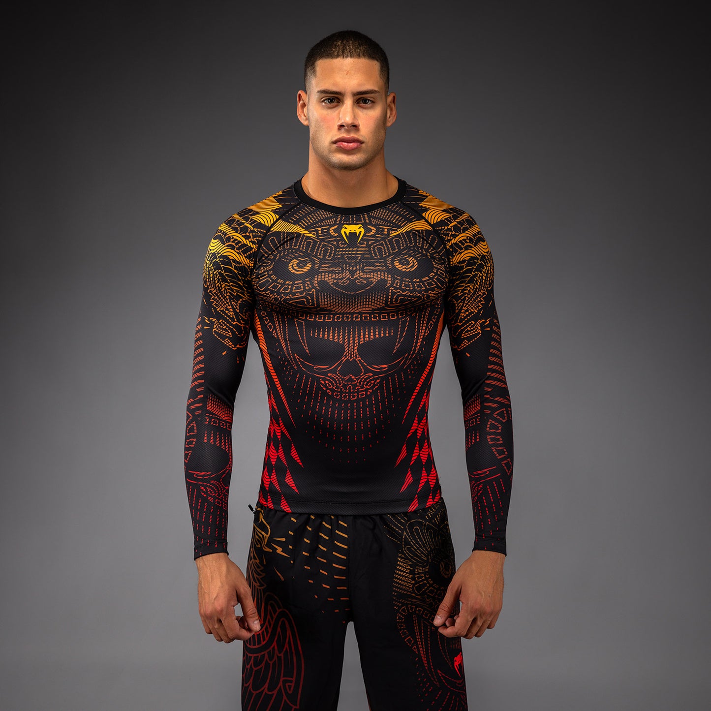 Rashguard Manches Longues Venum Quetzal Fury - Noir/Rouge Fury/Mandarine