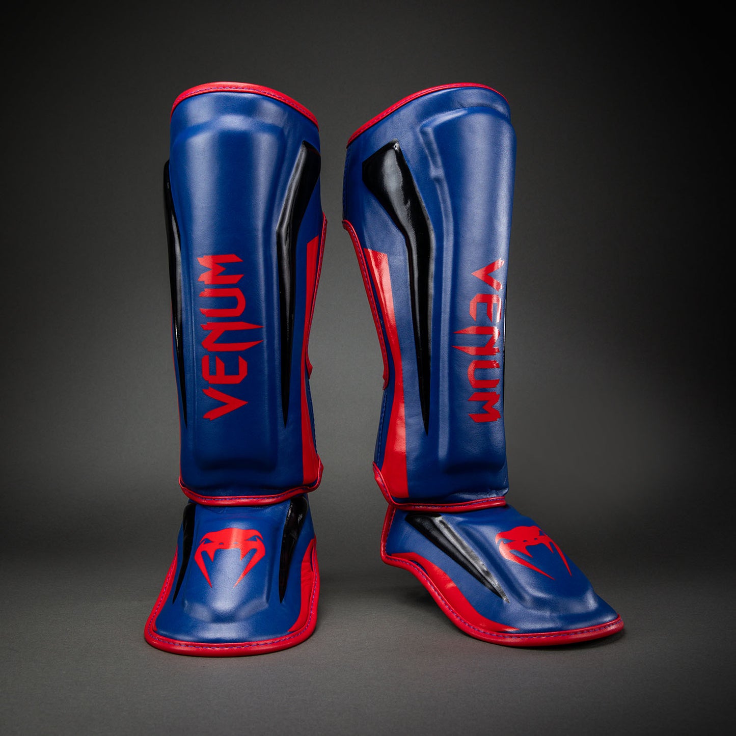 Protège-tibias Venum Elite - Bleu foncé/Rouge