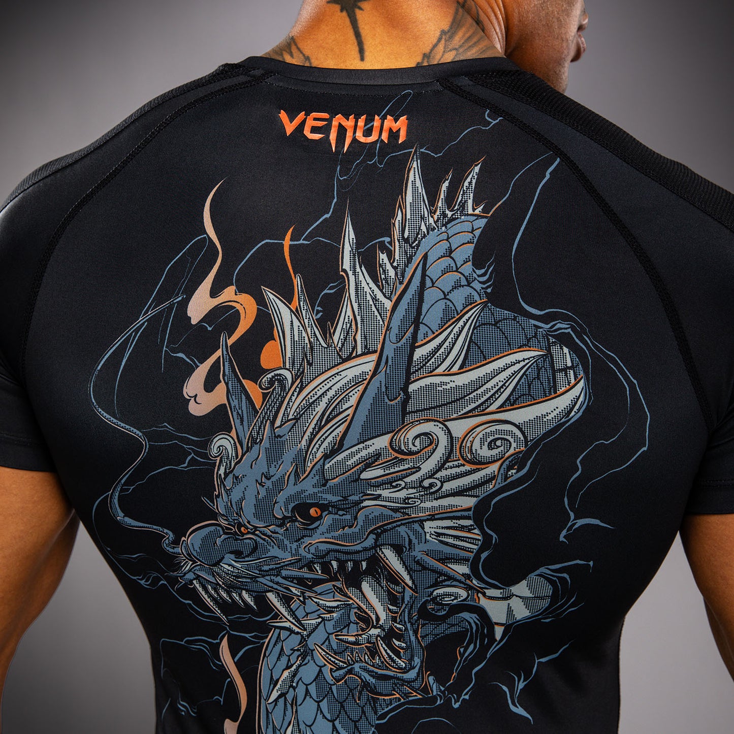 Rashguard à Manches Courtes Venum Thunder Dragon – Noir/Gris/Cuivre - product-type_T-Shirts de Compression