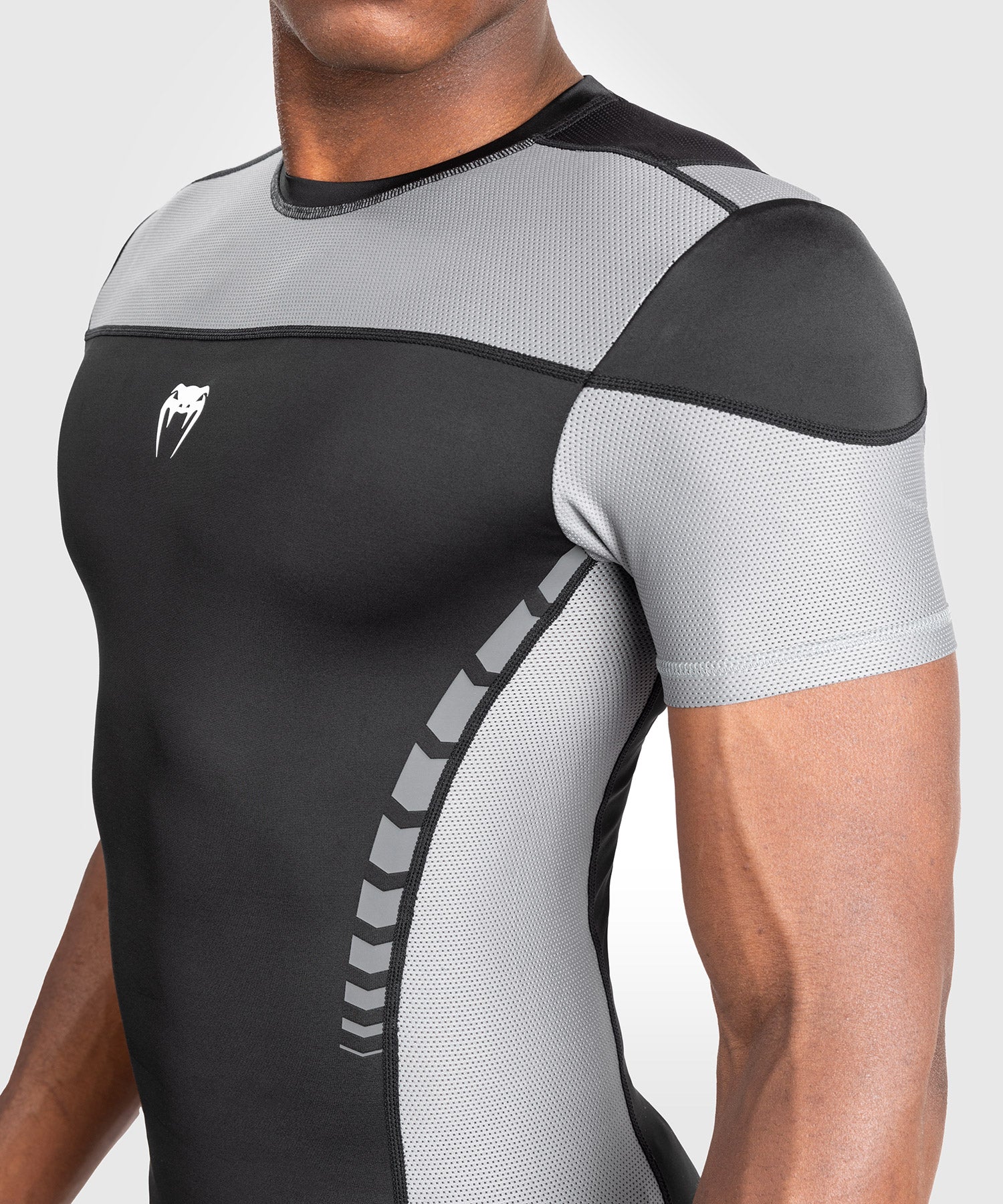 Rashguard À Manches Courtes pour Hommes Venum Tempest - Noir/Gris - product-type_T-Shirts de Compression