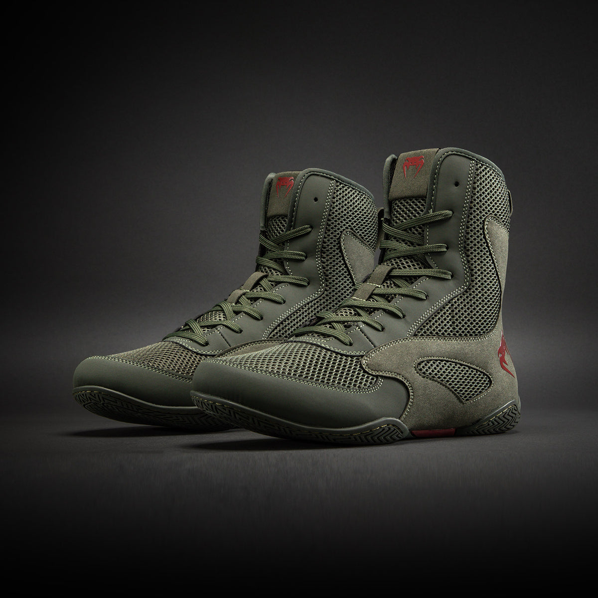 Chaussures de boxe Venum Contender - Kaki/Rouge