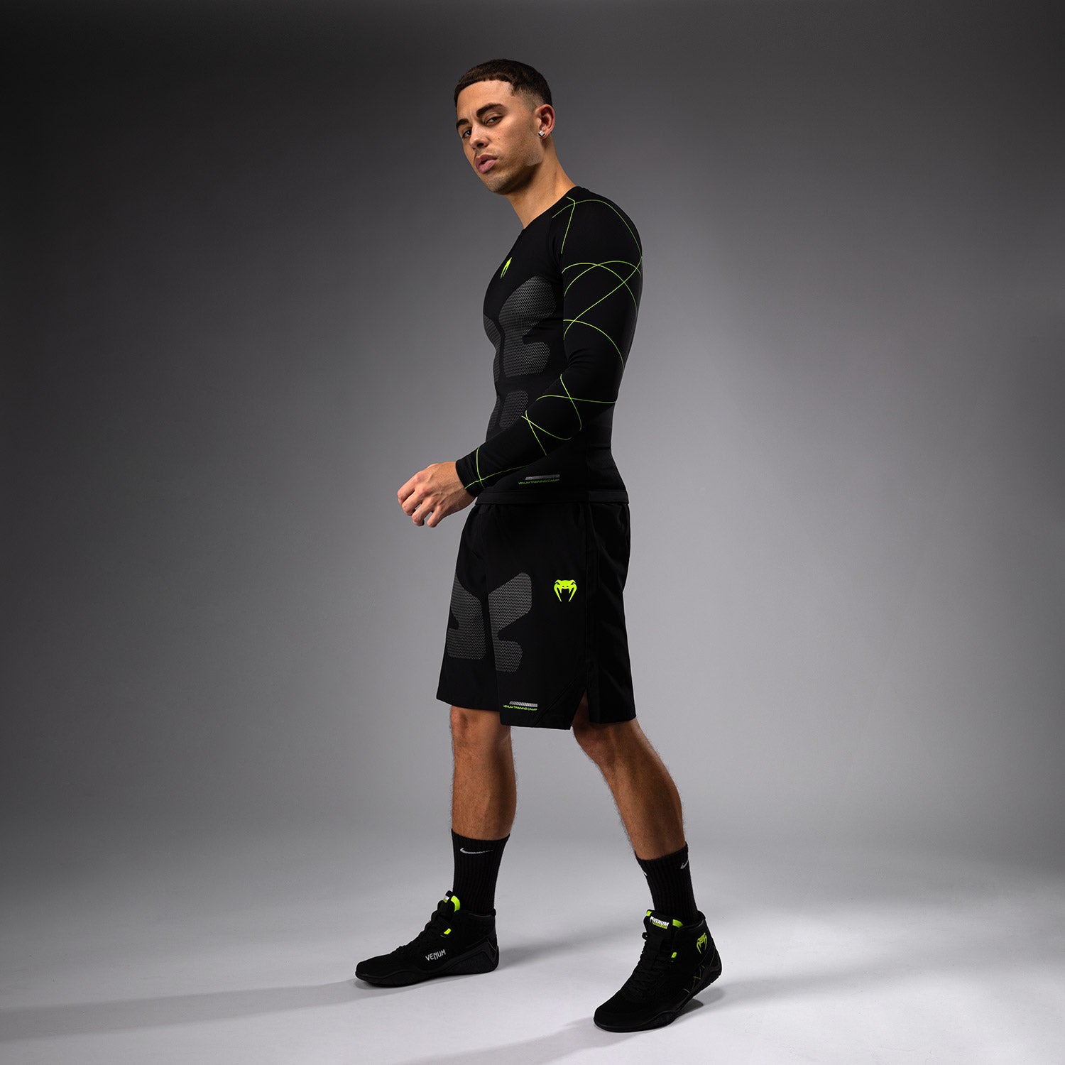 Rashguard Manches Longues Venum Training Camp 4.0 - Noir/Vert fluo - product-type_T-Shirts de Compression