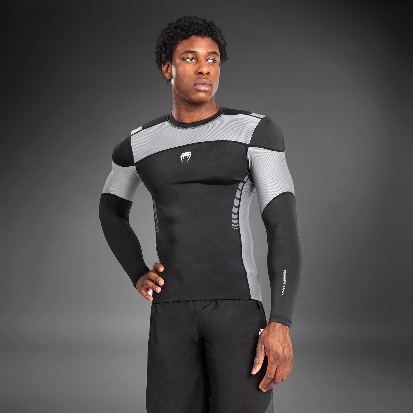 Rashguard À Manches Longues pour Hommes Venum Tempest - Noir/Gris - product-type_T-Shirts de Compression