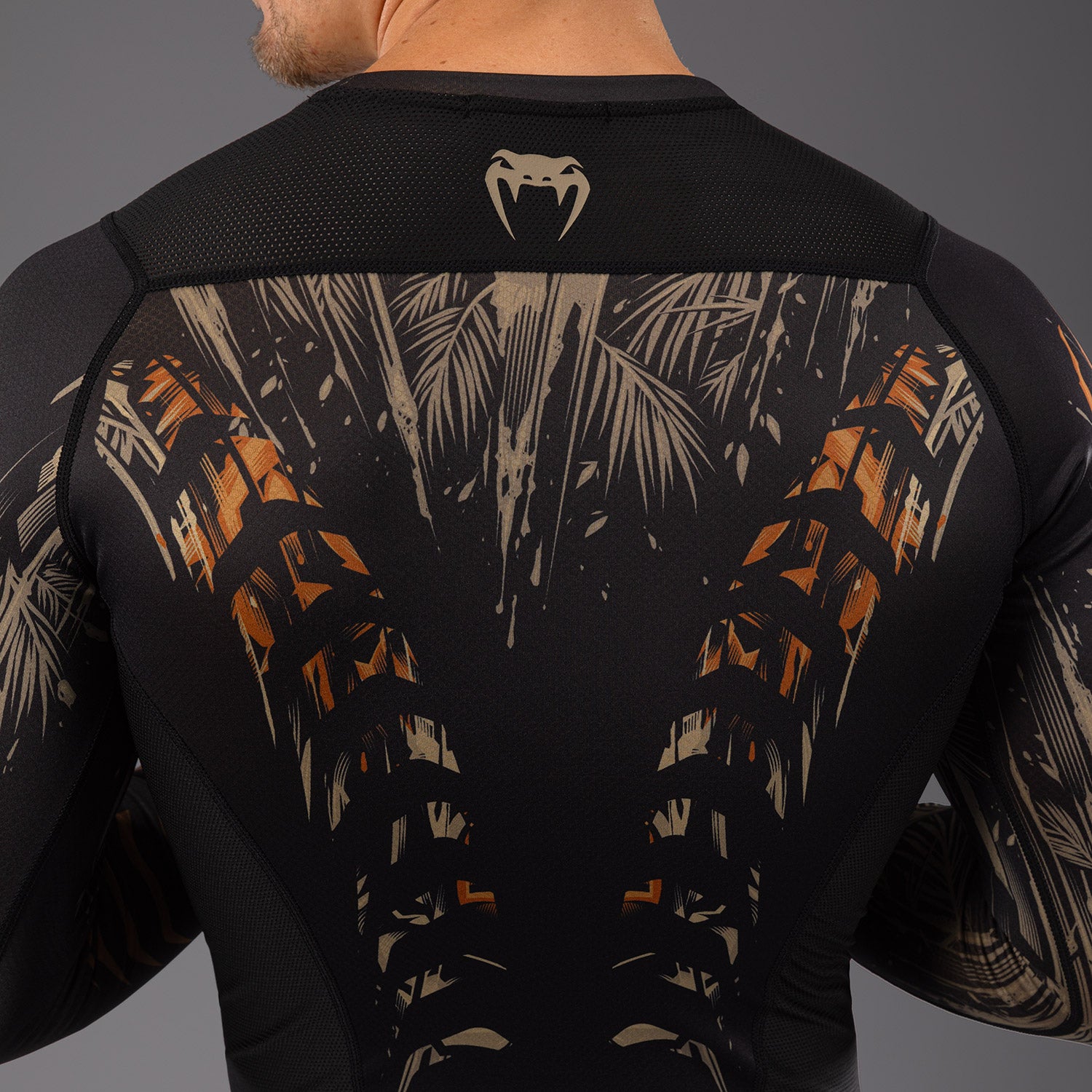 Rashguard à Manches Longues Venum Tiger pour Hommes - Noir/Orange Néon - product-type_T-Shirts de Compression