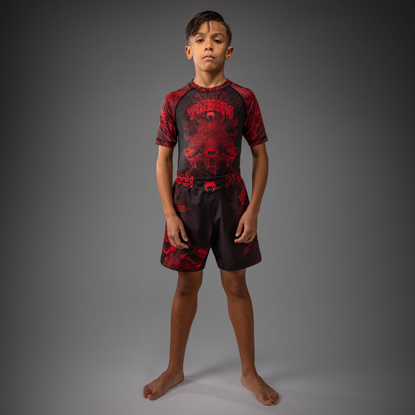Short de Combat Pour Enfants Venum Wolf Atak – Noir/Rouge - product-type_Shorts de MMA