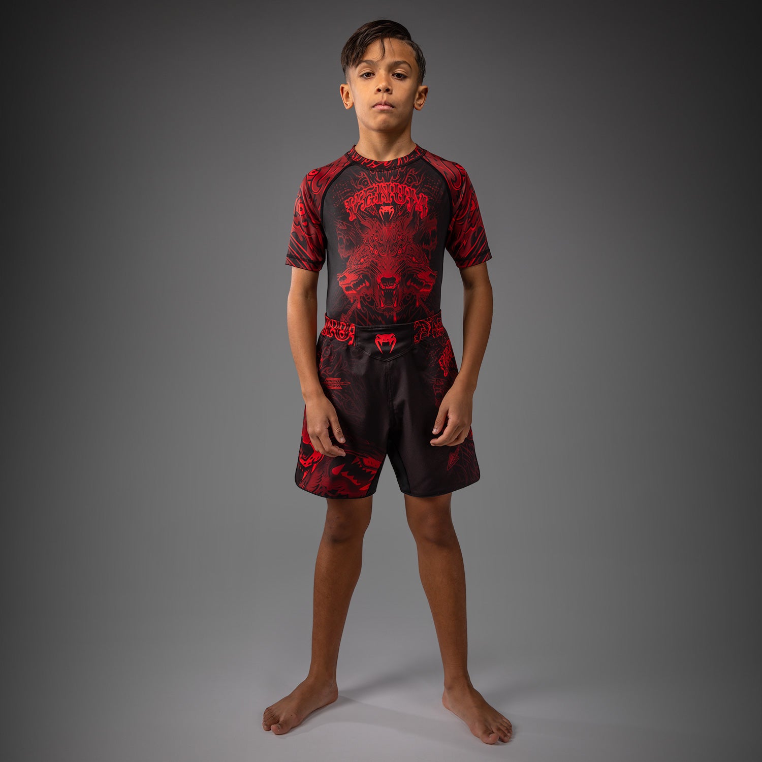 Short de Combat Pour Enfants Venum Wolf Atak – Noir/Rouge - product-type_Shorts de MMA