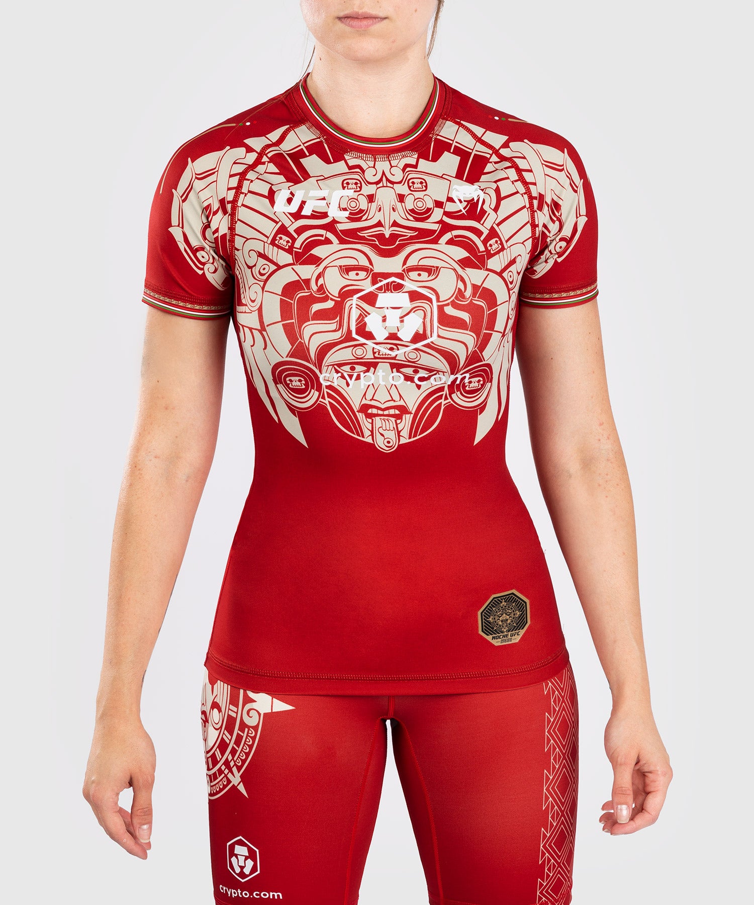 Noche UFC by Venum Authentic Fight Night Rashguard à manches courtes pour femme - Rouge - product-type_T-Shirts de Compression