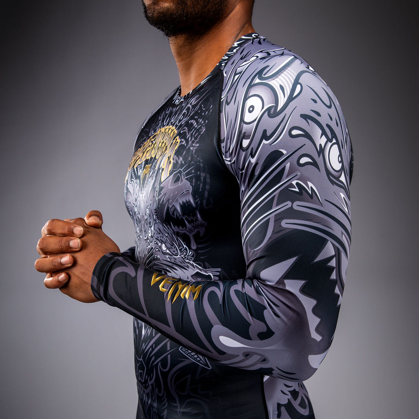 Rashguard à Manches Longues Venum Wolf Atak – Noir/Gris - product-type_T-Shirts de Compression