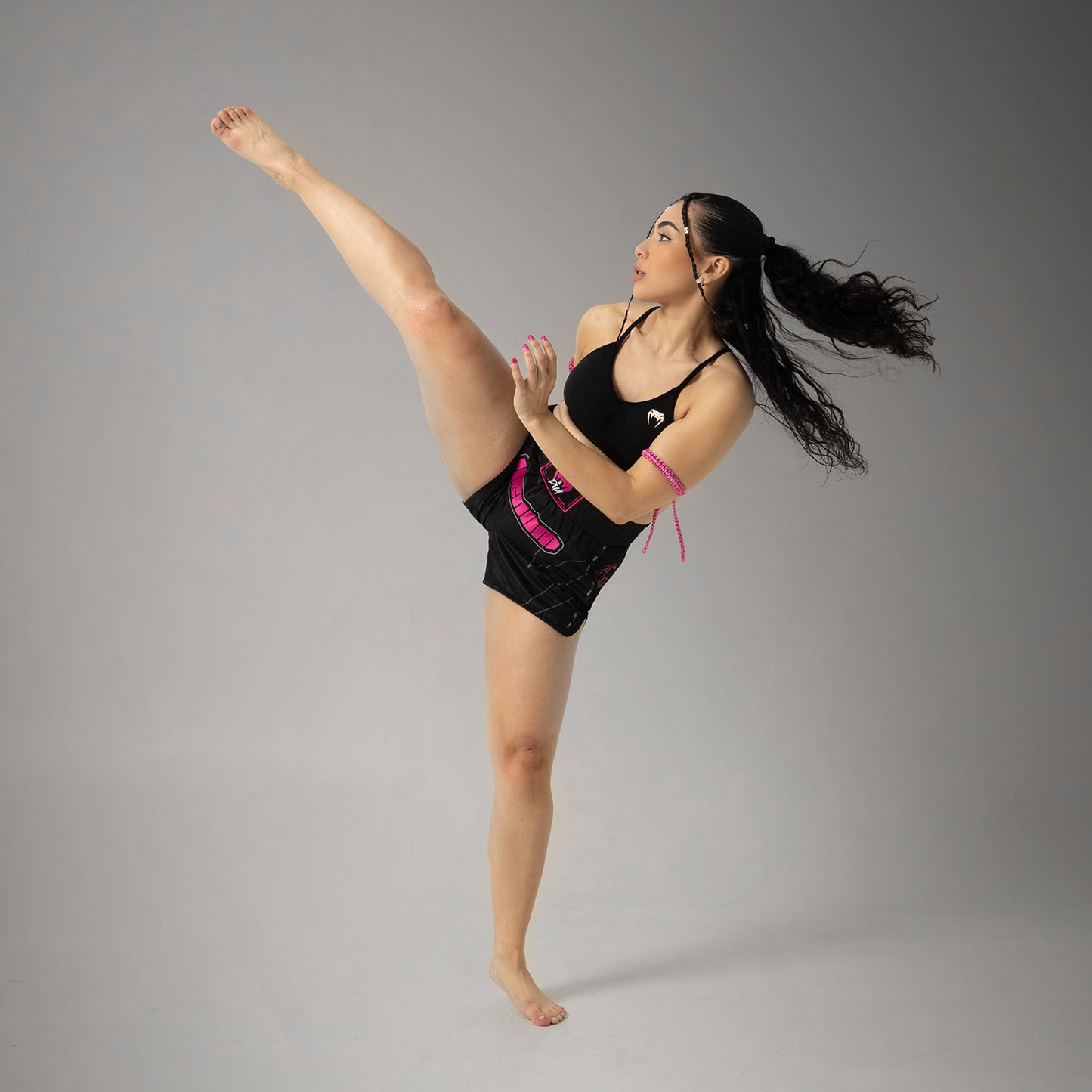 Short de Muay Thai Venum x Dua - Noir/Rose fuchsia