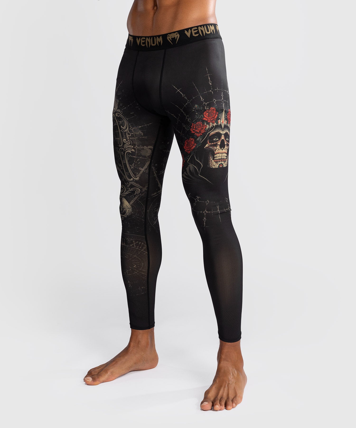 Pantalon de Compression pour Hommes Venum Santa Muerte 5.0 - Noir Profond/Or - product-type_Pantalons de Compression