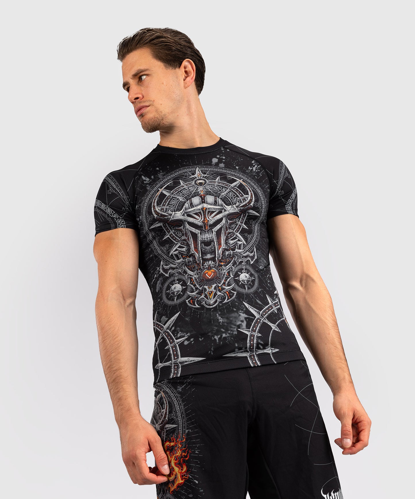 Rashguard à Manches Courtes pour Hommes Venum Gladiator 5.0 - Noir/Argent - product-type_T-Shirts de Compression