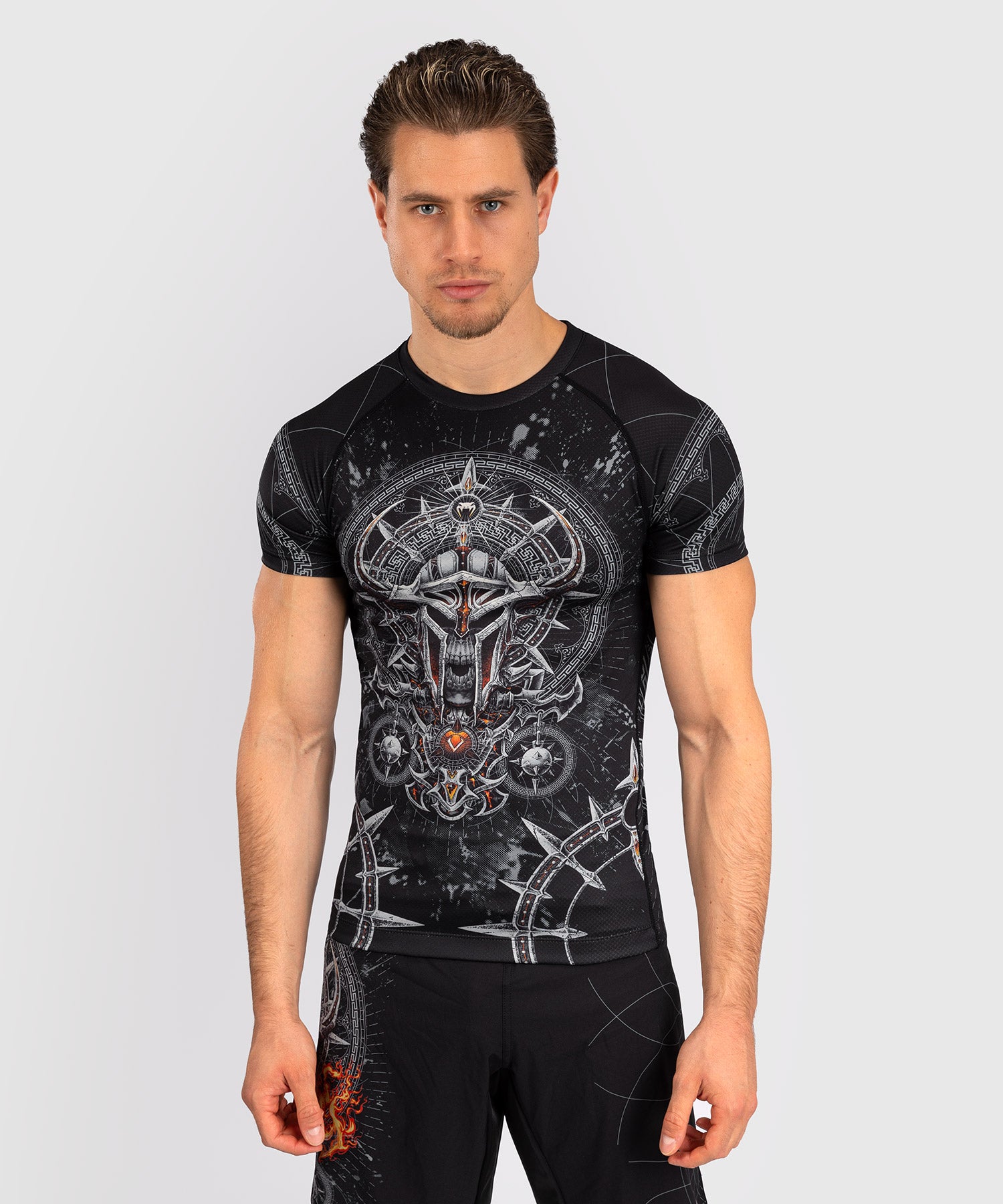 Rashguard à Manches Courtes pour Hommes Venum Gladiator 5.0 - Noir/Argent - product-type_T-Shirts de Compression