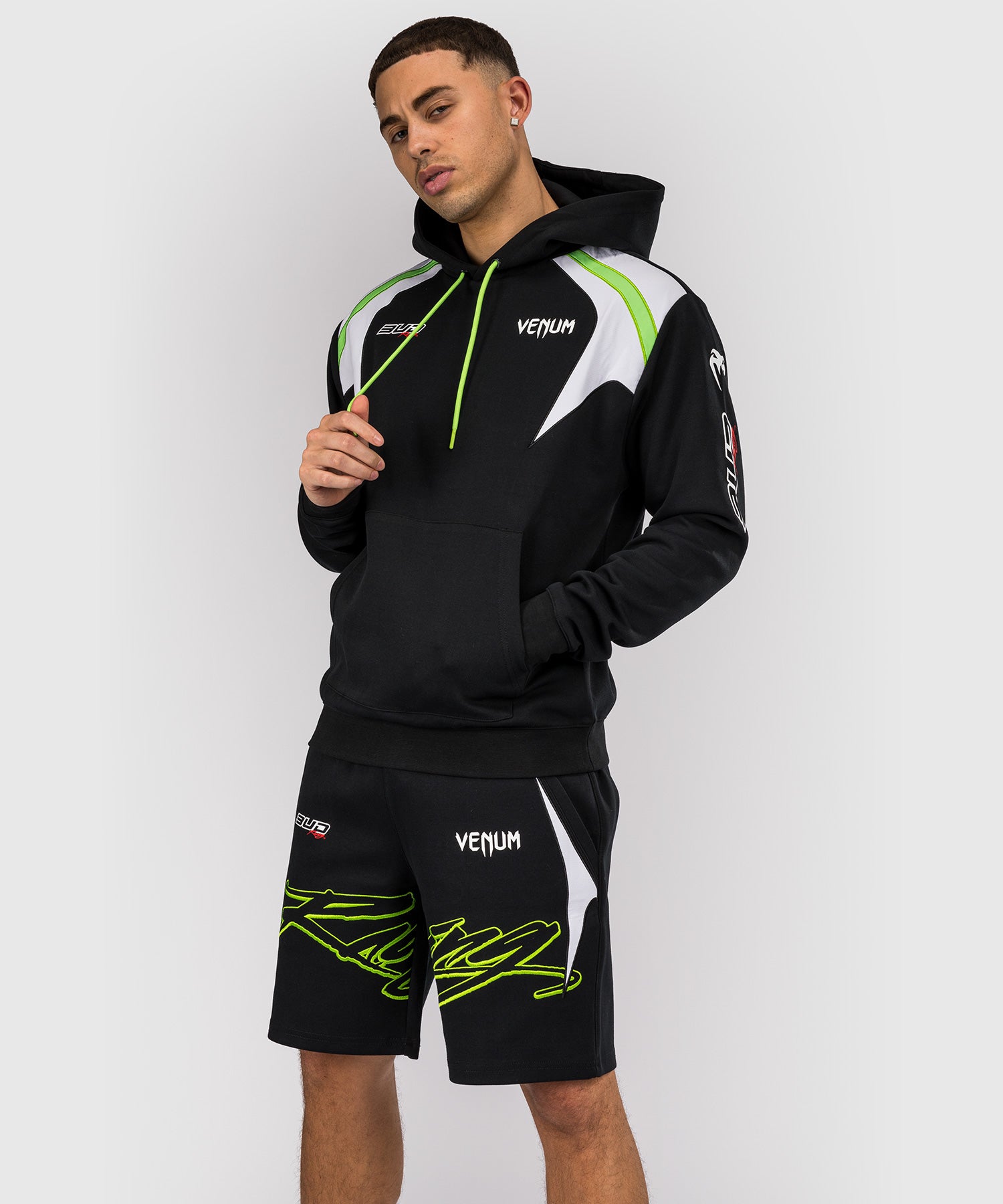 Sweat à capuche pour Hommes Venum x Bud Racing - Noir/Blanc/Citron Vert - product-type_Sweatshirts