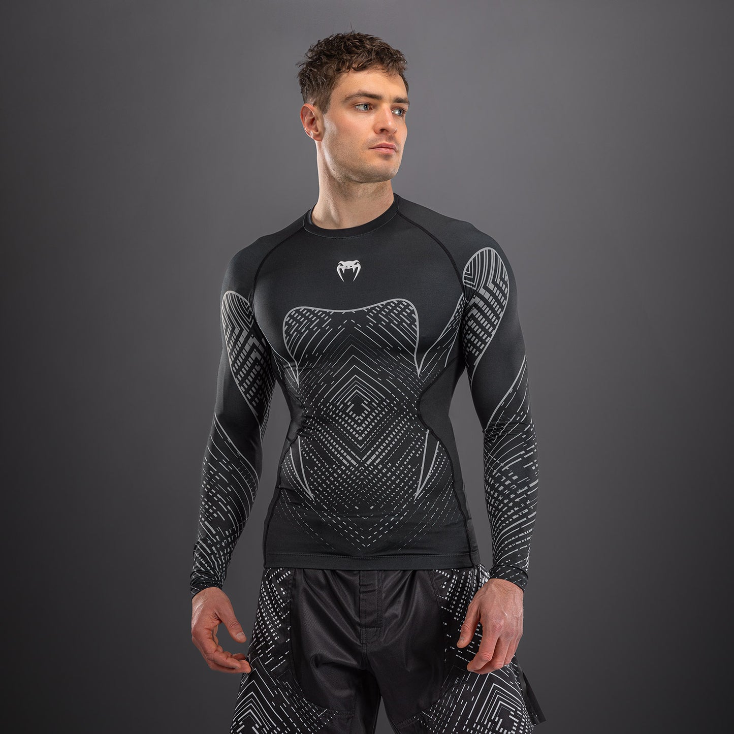 Rashguard à Manches Longues Venum Midnight Fury – Noir/Gris/Argent