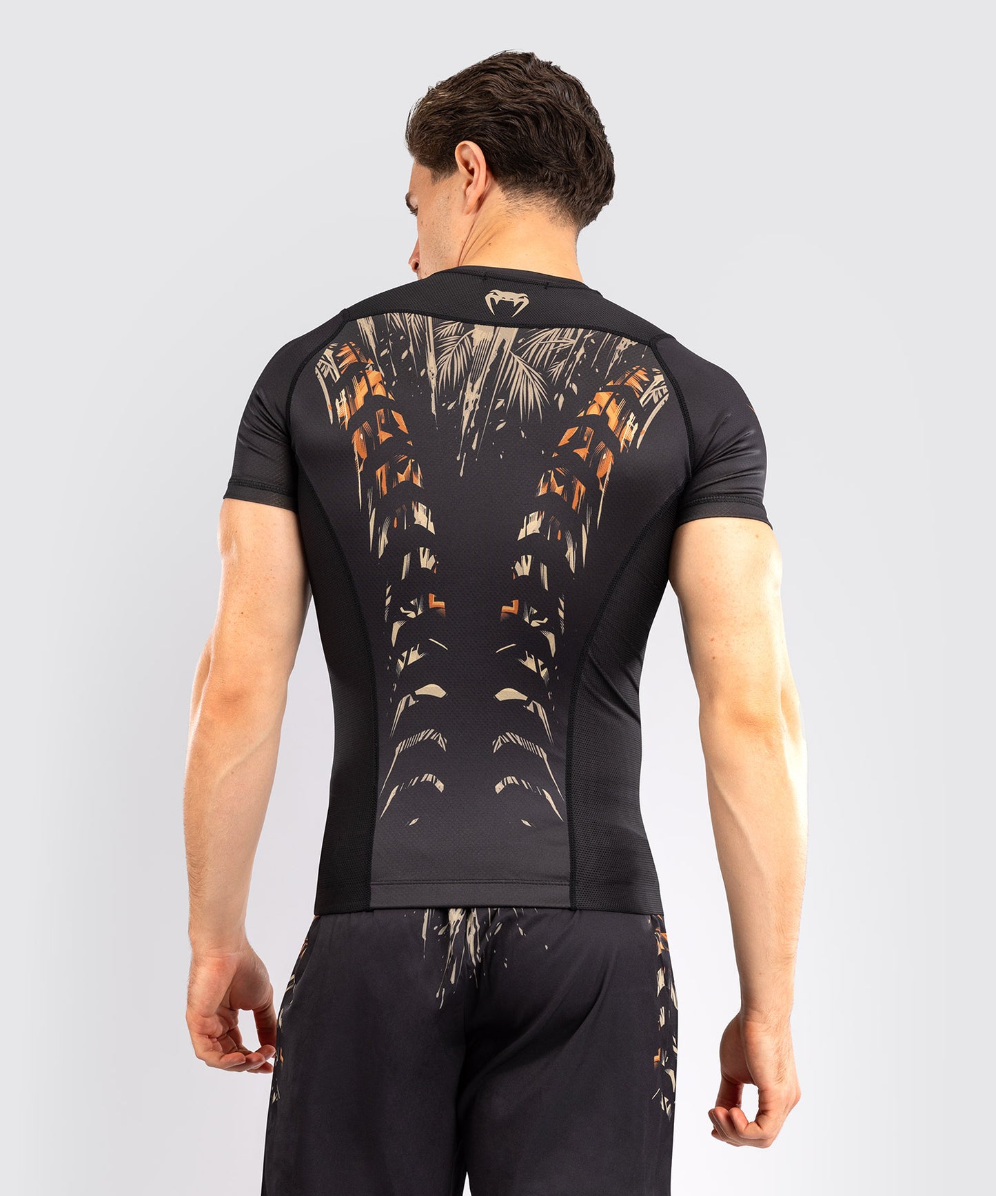 Rashguard à Manches Courtes Venum Tiger pour Hommes - Noir/Orange Néon - product-type_T-Shirts de Compression