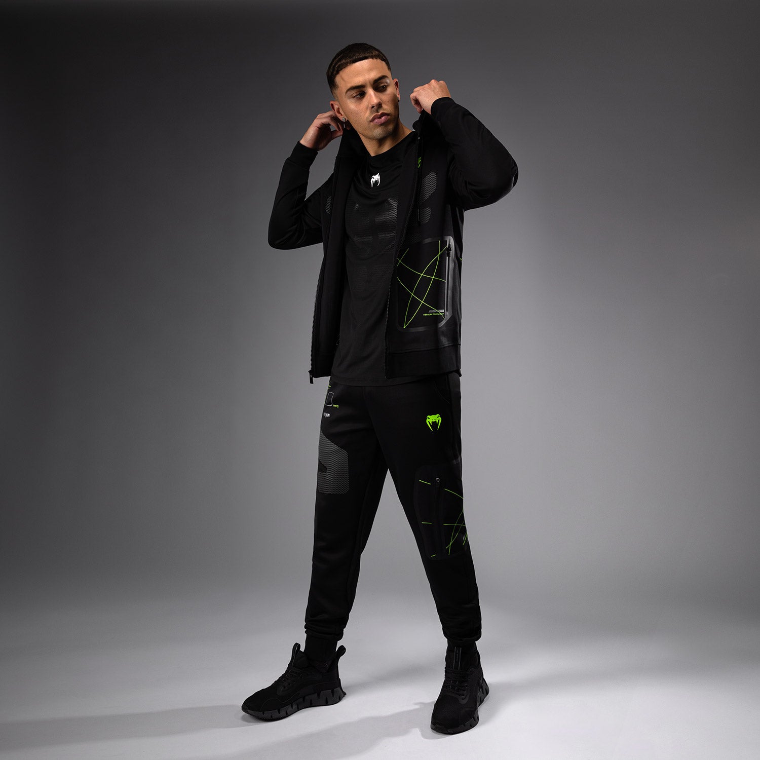 Sweat à capuche zippé Venum Training Camp 4.0 - Noir/Vert Fluo - product-type_Vestes