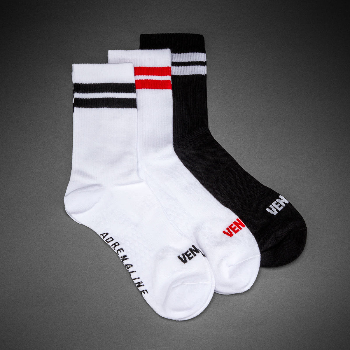 Chaussettes montantes lot de 3 paires Venum Adrenaline - Noir/Blanc/Rouge
