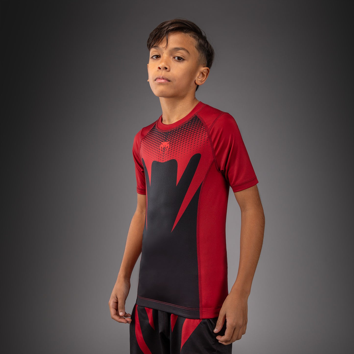 Rashguard à Manches Courtes Pour Enfant Venum Attack - Noir/Rouge
