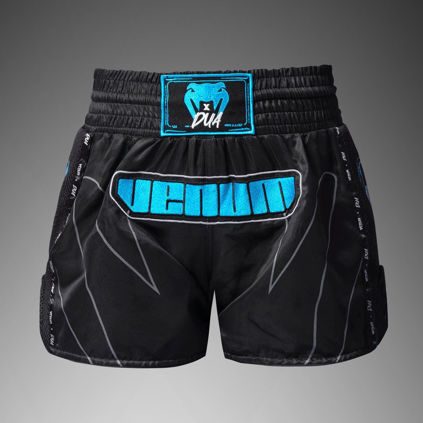 Short de Muay Thai Venum x Dua - Noir/Bleu électrique