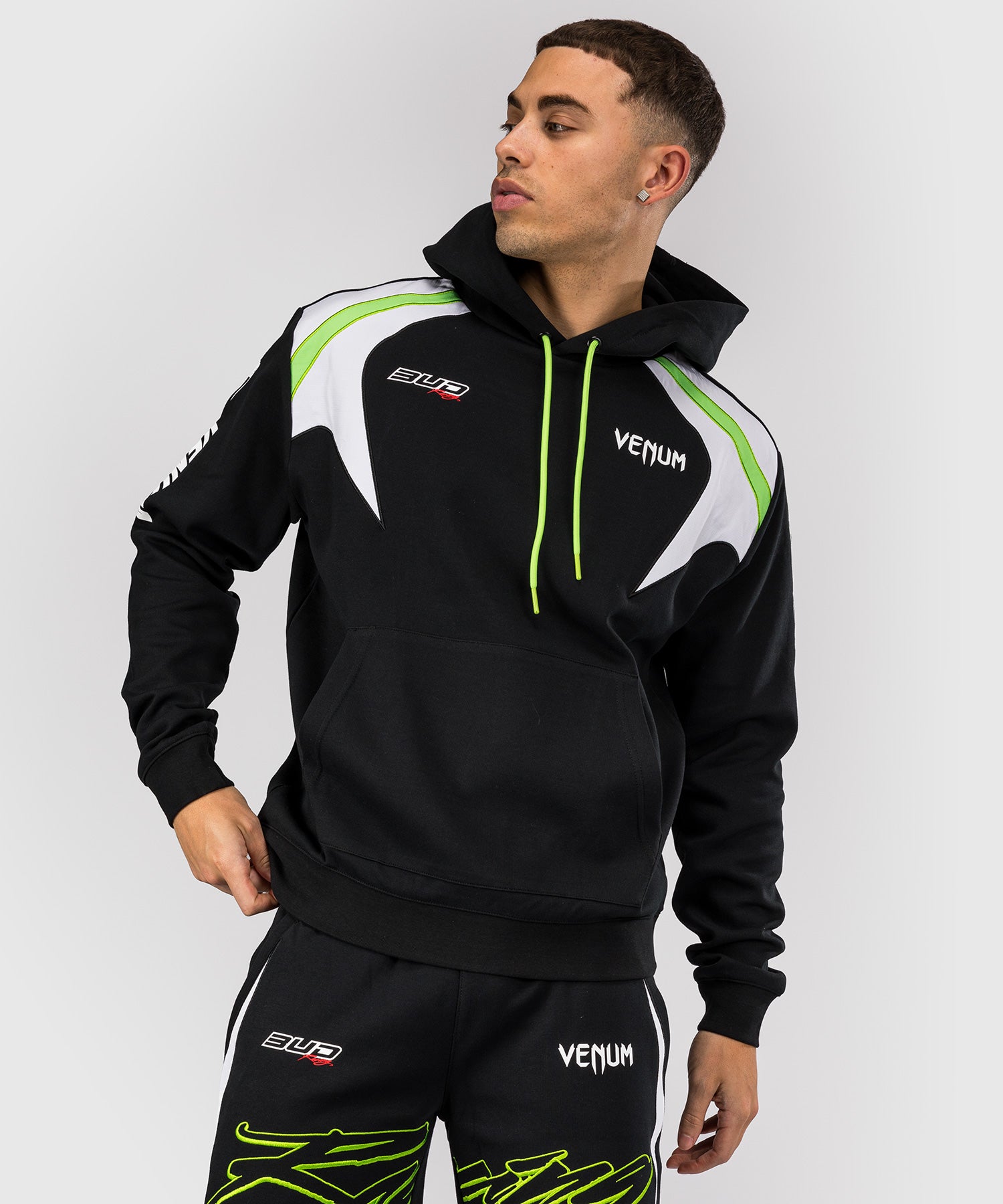 Sweat à capuche pour Hommes Venum x Bud Racing - Noir/Blanc/Citron Vert - product-type_Sweatshirts