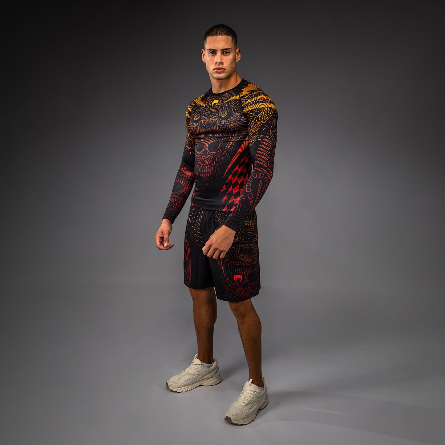 Rashguard Manches Longues Venum Quetzal Fury - Noir/Rouge Fury/Mandarine