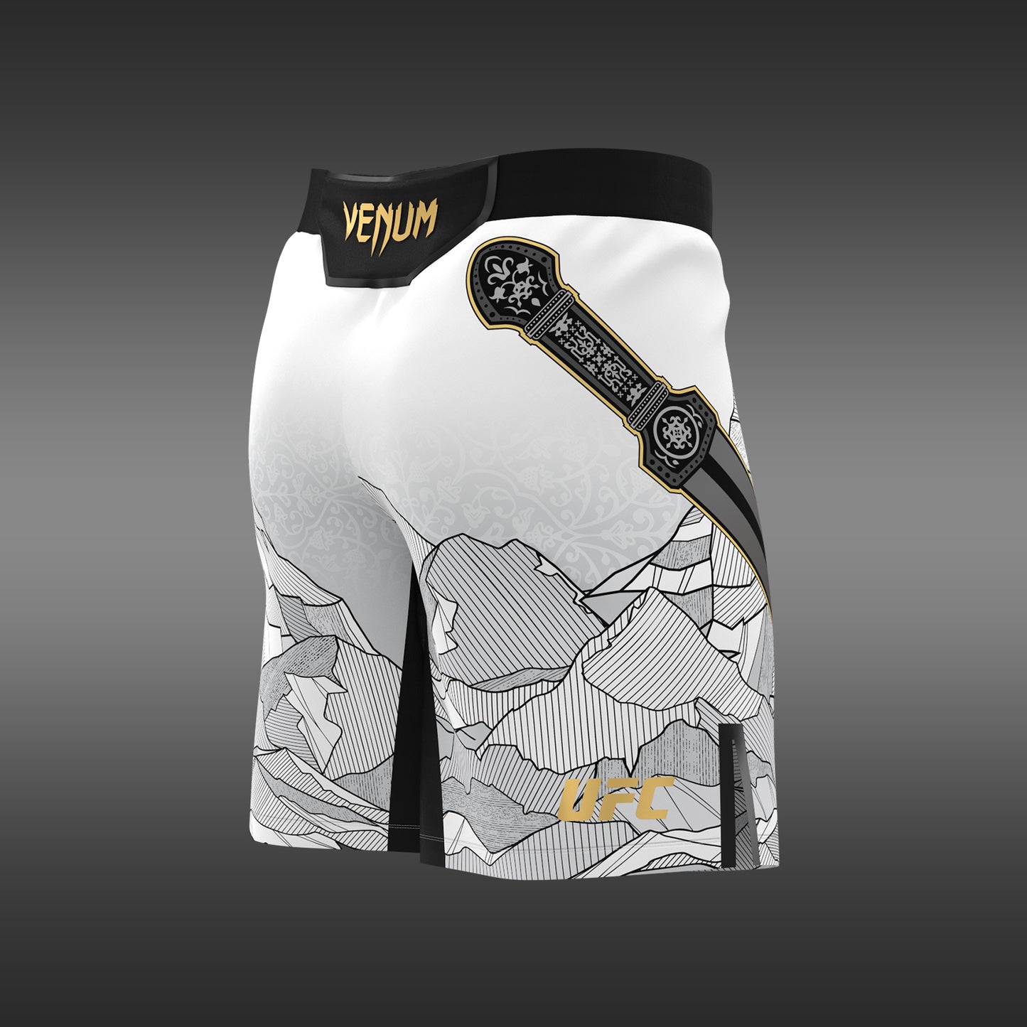 Short de combat pour Hommes UFC Unrivaled by Venum Islam Makhachev - Blanc/Noir - product-type_Shorts de MMA