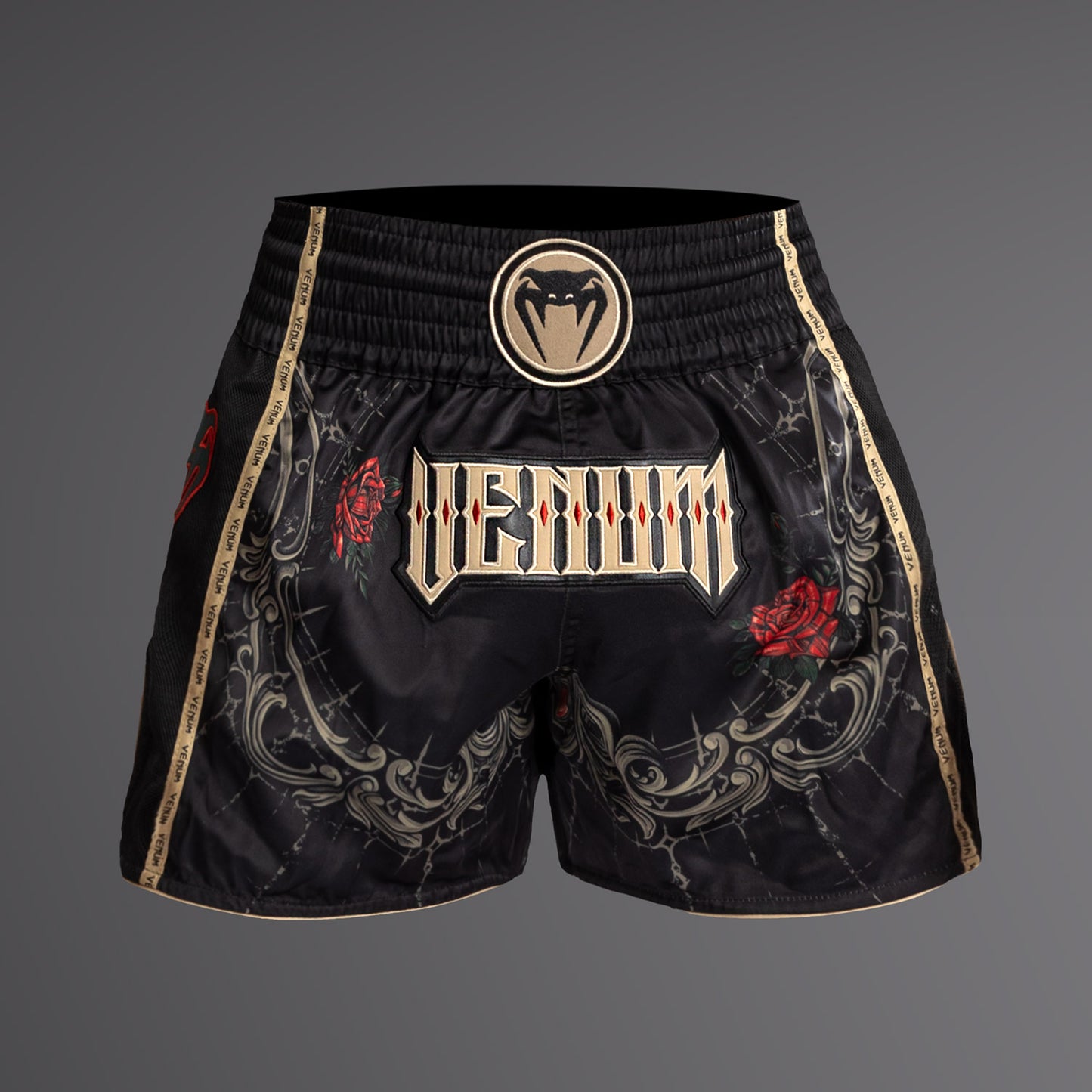 Short de Muay Thai pour Hommes Venum Santa Muerte 5.0 - Noir Profond/Or - product-type_Shorts de Muay Thai