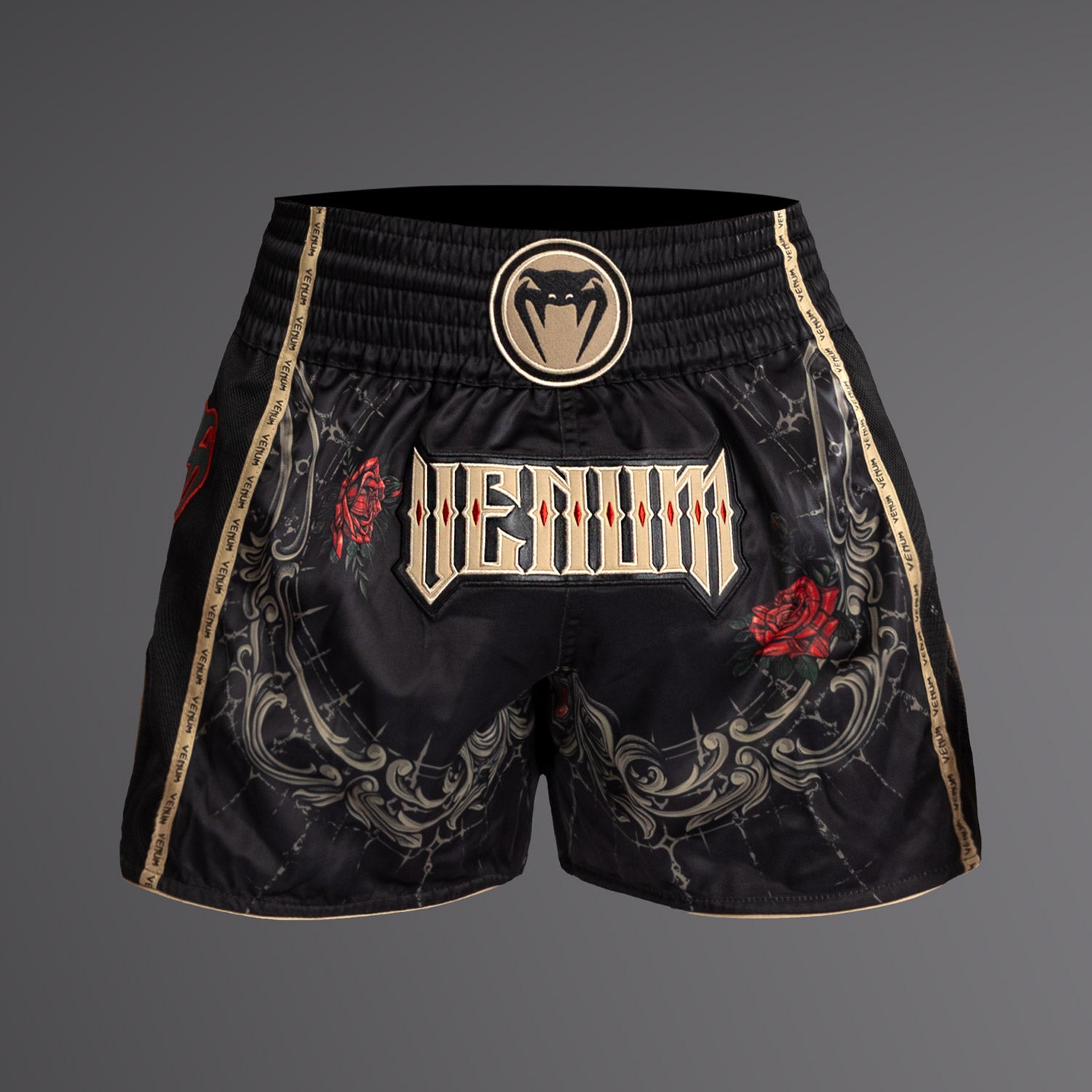 Short de Muay Thai pour Hommes Venum Santa Muerte 5.0 - Noir Profond/Or - product-type_Shorts de Muay Thai