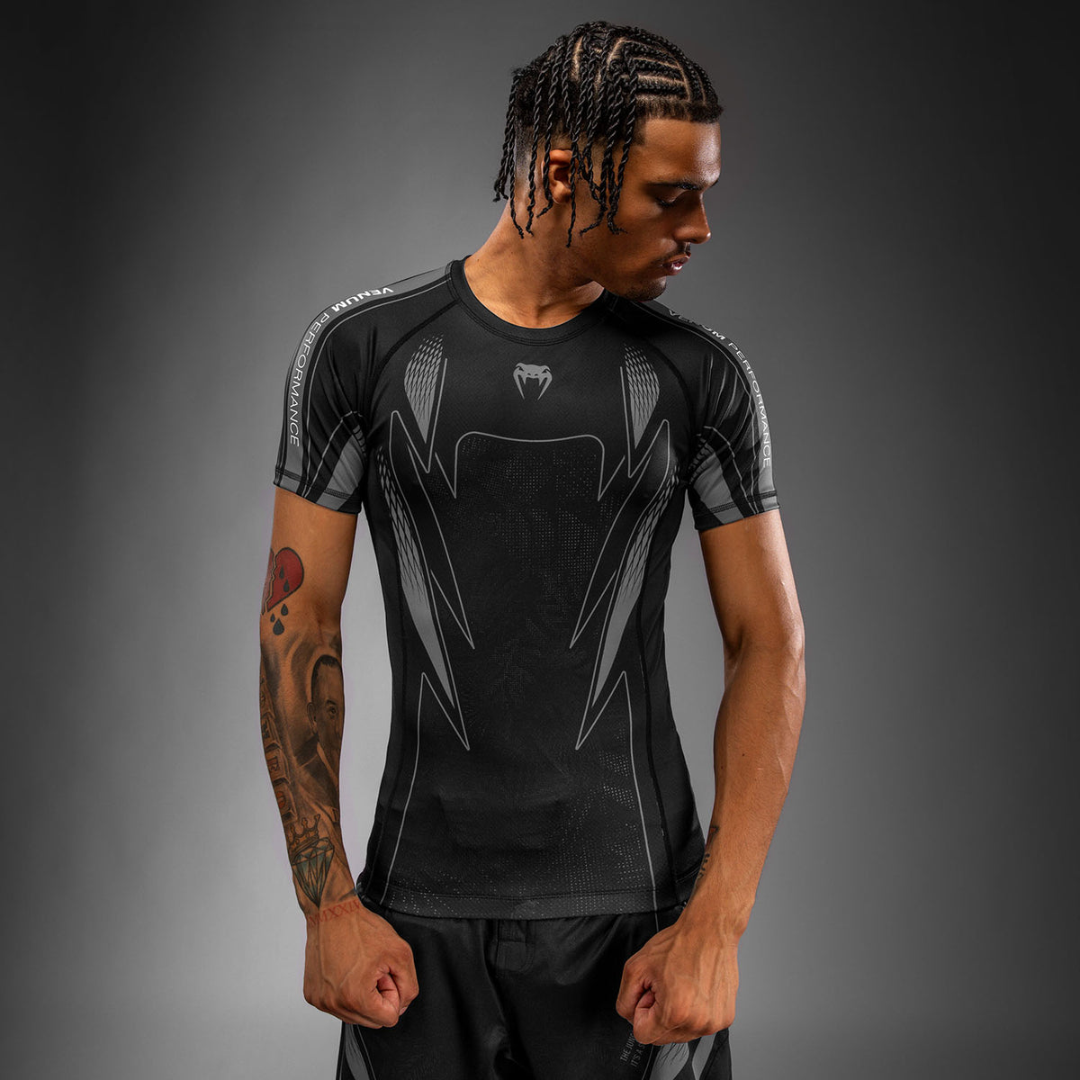 Rashguard à manches courtes Venum Amazonia Reborn - Noir/Gris