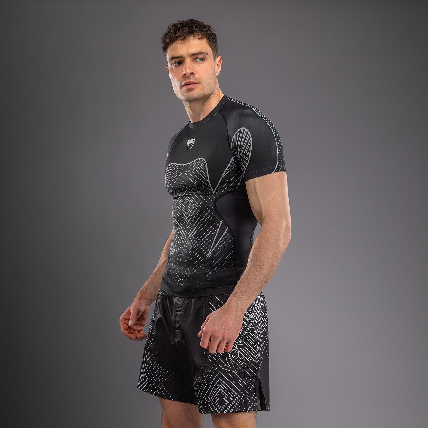 Rashguard à Manches Courtes Venum Midnight Fury – Noir/Gris/Argent - product-type_T-Shirts de Compression