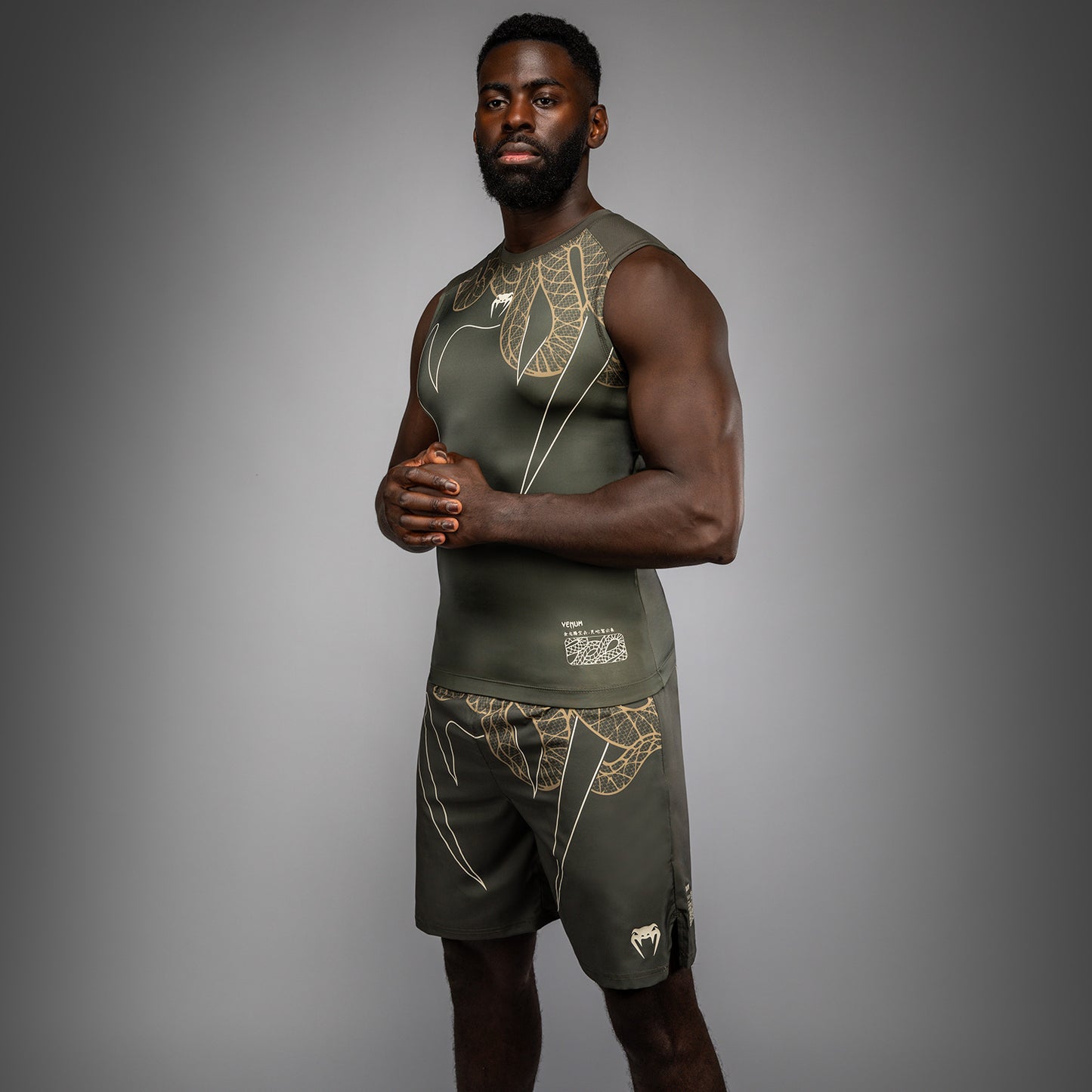 Rashguard Sans Manches Venum Serpenti – Kaki/Bronze/Ivoire - product-type_T-Shirts de Compression