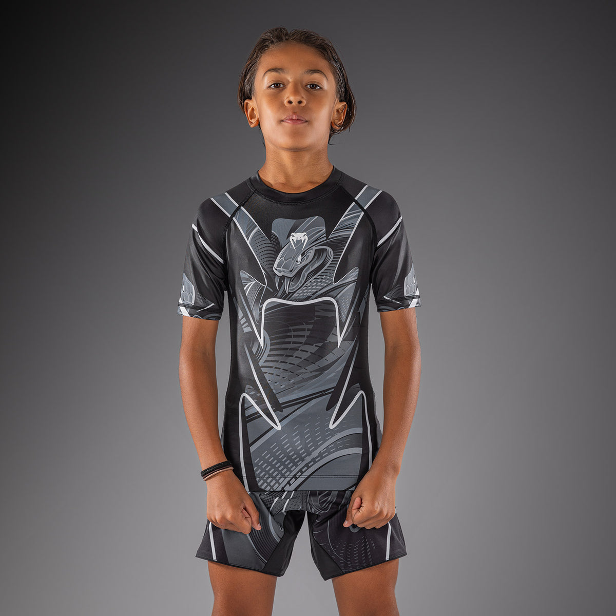 Rashguard manches courtes Pour Enfant Venum Crimson Viper 2.0 - Noir/Gris