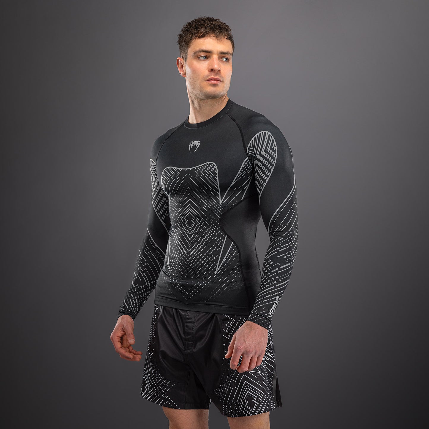 Rashguard à Manches Longues Venum Midnight Fury – Noir/Gris/Argent
