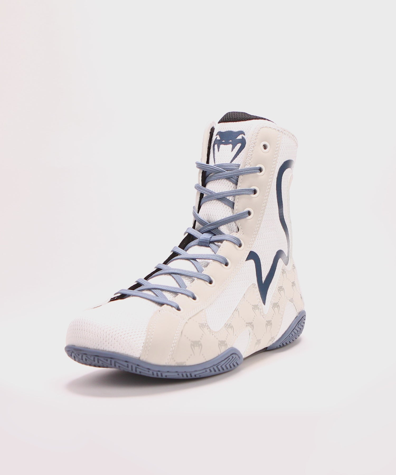 Chaussures De Boxe Venum Elite Evo Monogram – Blanc/Bleu - Chaussures de boxe