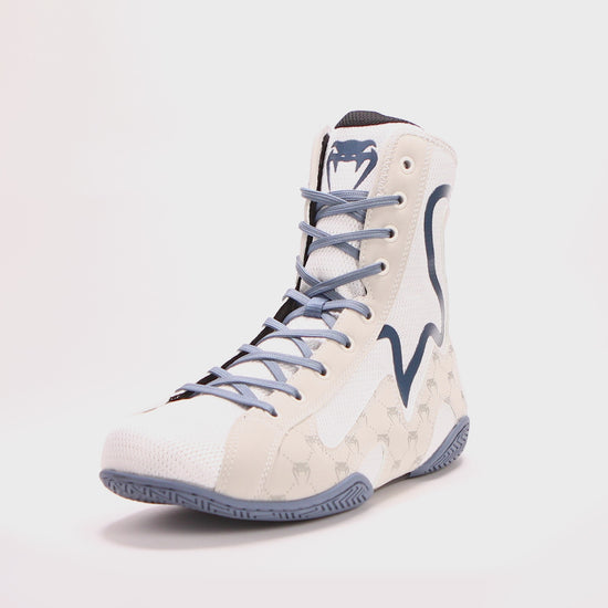 Chaussures De Boxe Venum Elite Evo Monogram – Blanc/Bleu - Chaussures de boxe