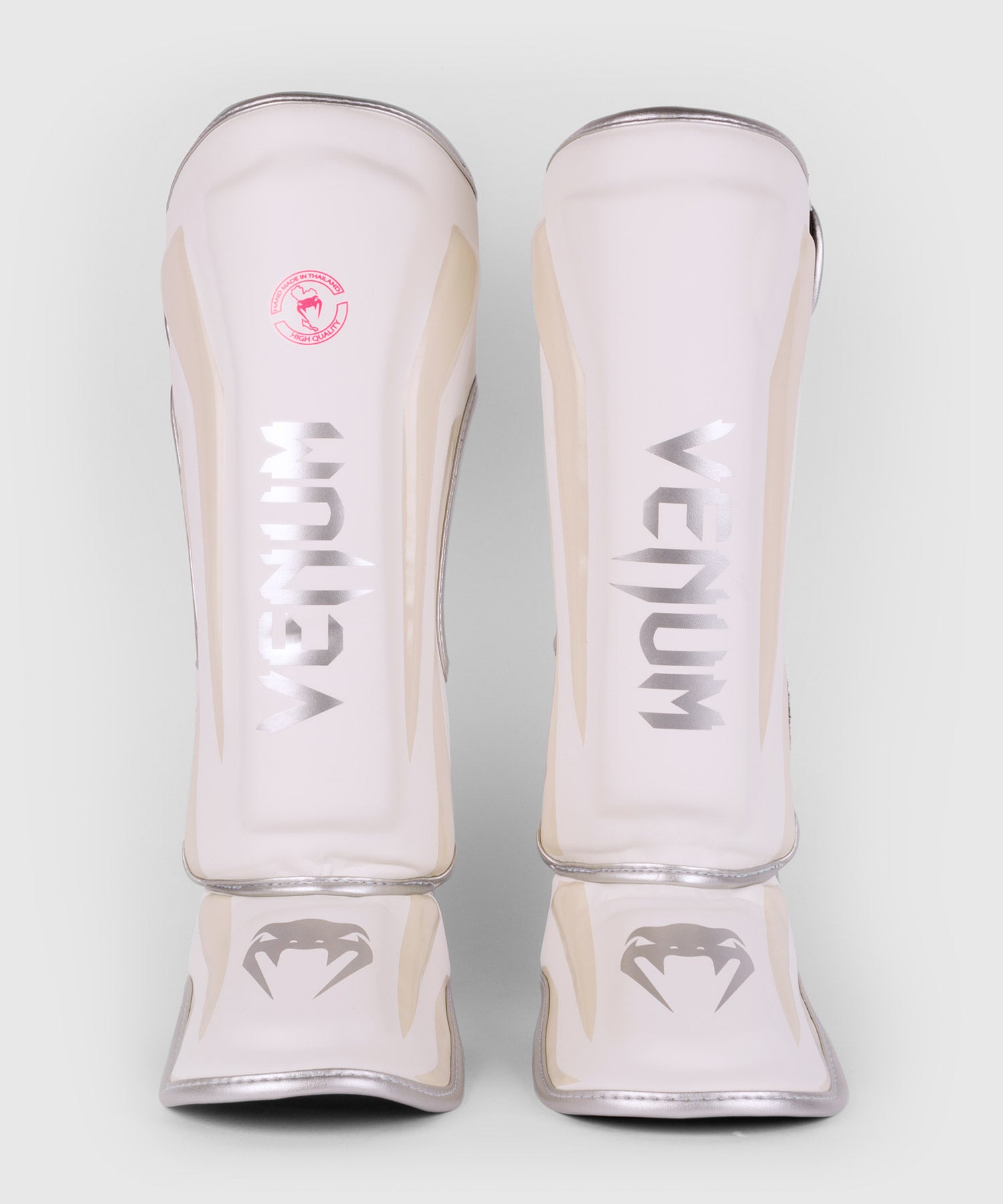 Protège-tibias Venum Elite - Blanc/Argent-Rose - Protège-tibias